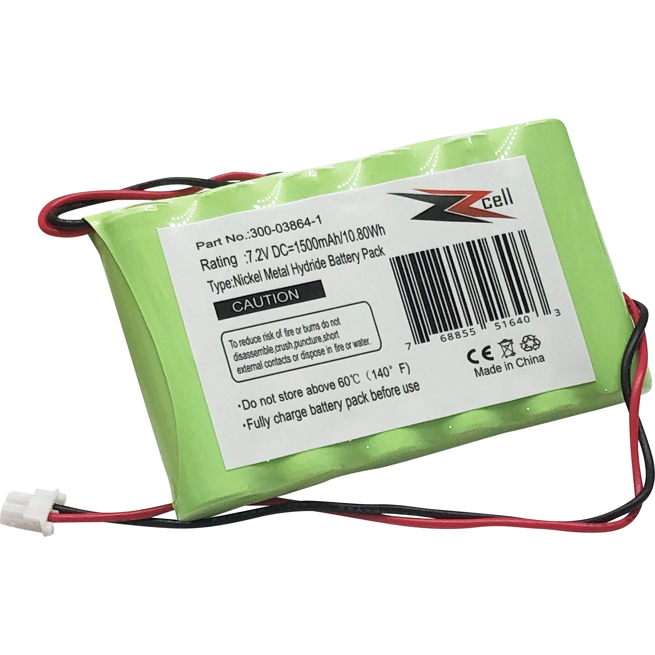 Zzcell 2 Pack Battery For Honeywell Alarm 300 03864 1, Lynx L3000, Lynx L5000, Lynx L5100, Ademco 300 03865, 7.2V, 1500Mah (Note: Please Check Part Number Before Purchase  Battery Connector  2 Prong)