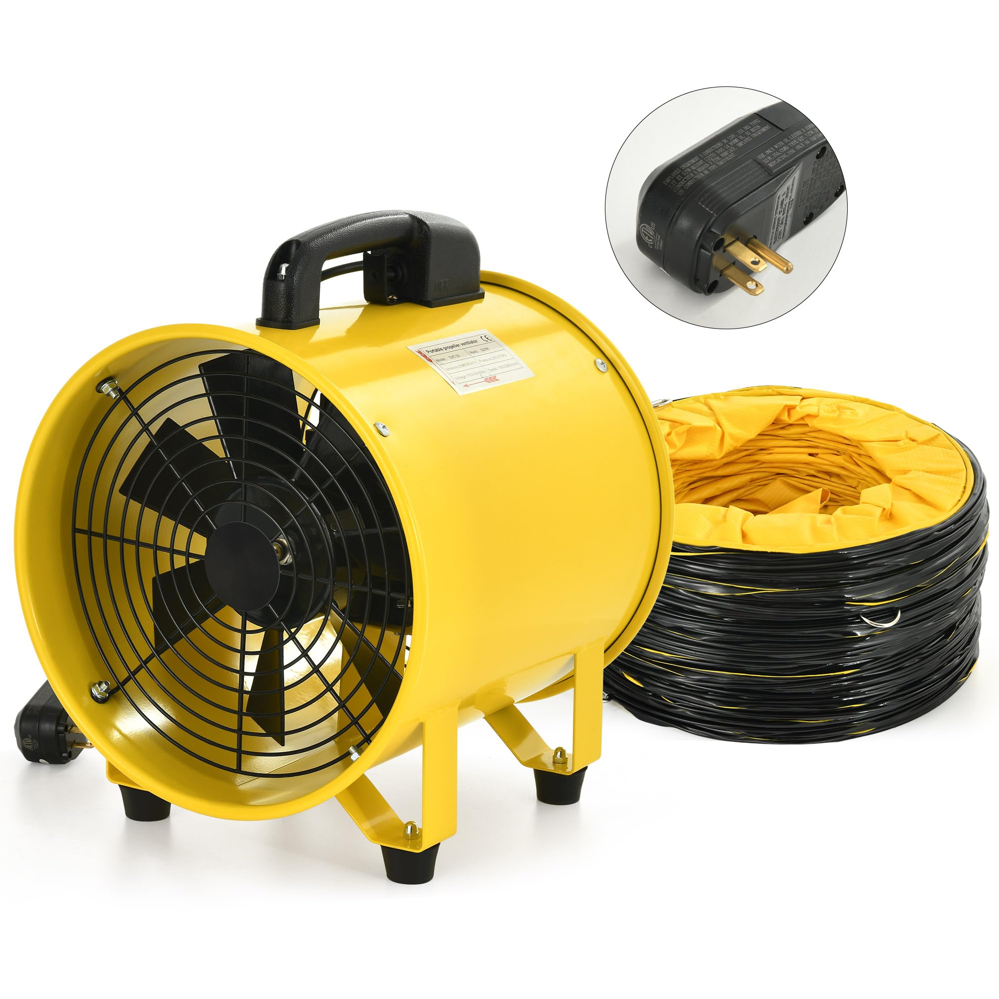 YITAHOME Two Speed Exhaust Fan 12 Inch, Utility Blower Extractor Fan with GFCI Plug Automatic Power-off Protection, Portable Ven