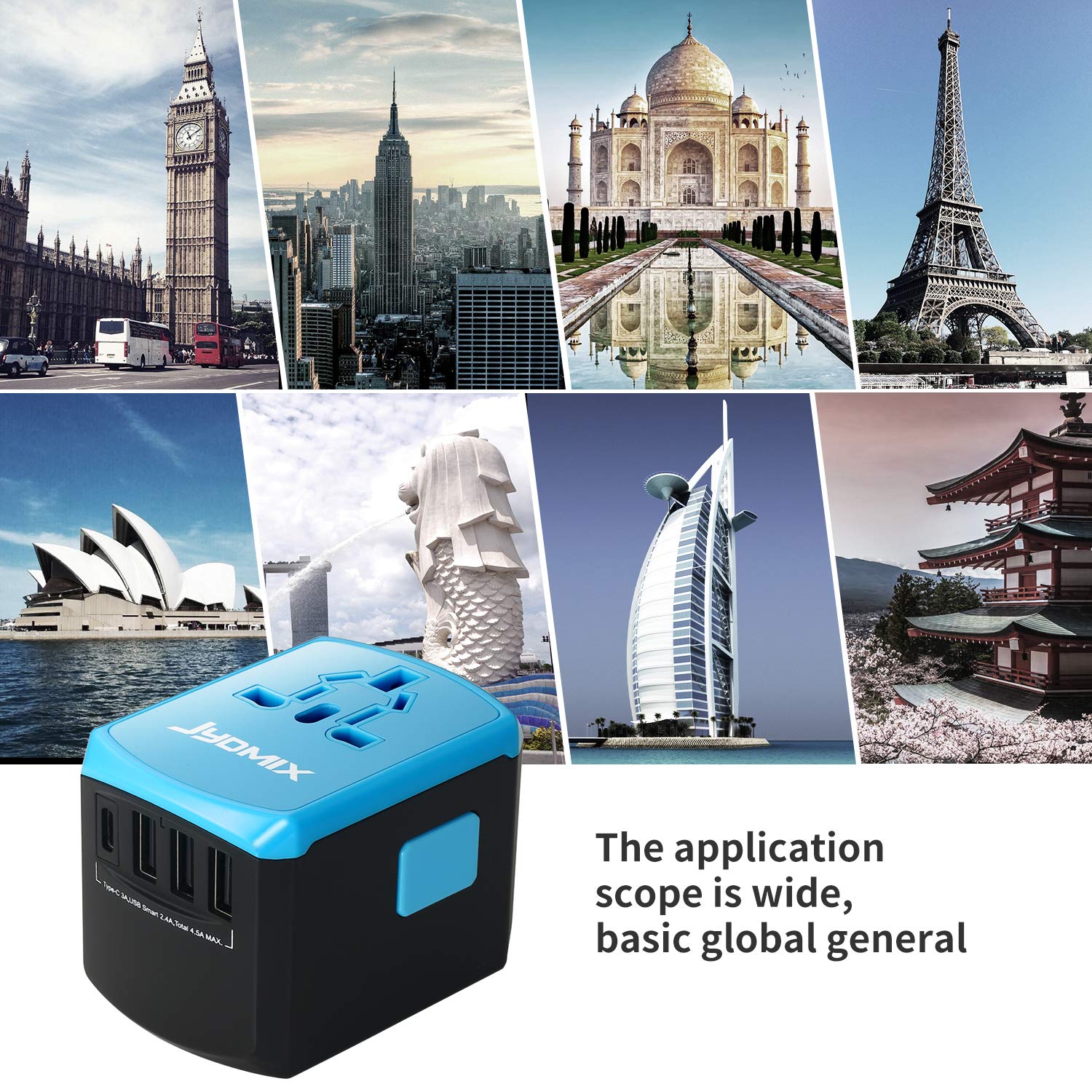 All In One Universal Usb Travel Power Adapter With 3 Usb Port And Type C International Wall Charger Worldwide Ac Power Plug 8 Pi