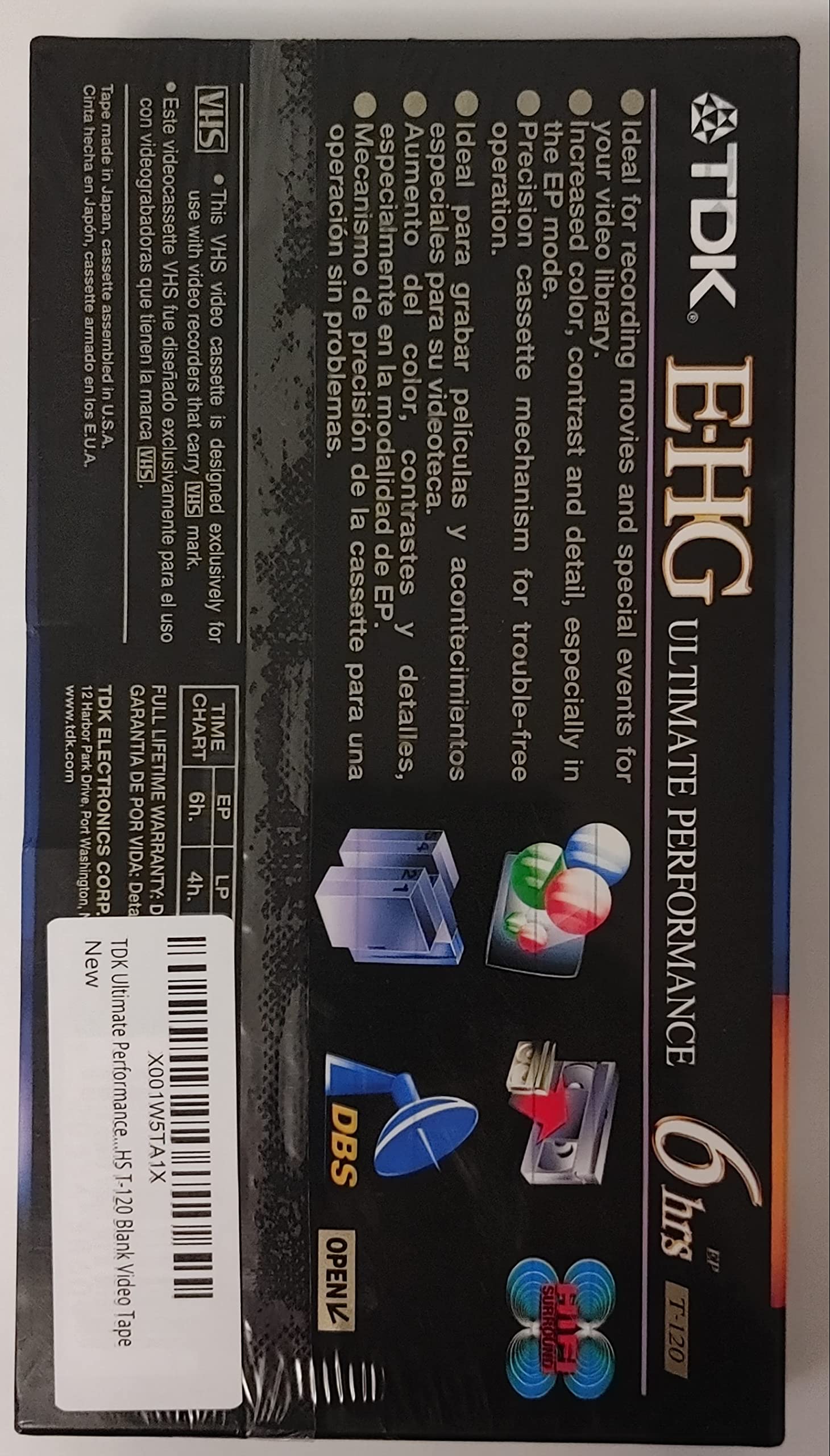 Tdk Ultimate Performance E-Hg Extra High Grade Vhs T-120 Blank Video Tape