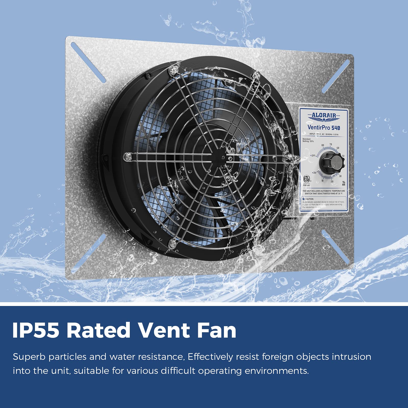Alorair 540 Cfm Ip 55 Grade Crawlspace Ventilation Fans With Humidistat & Thermostat, 8.7 Inches Basement Vent Fans With Isolati