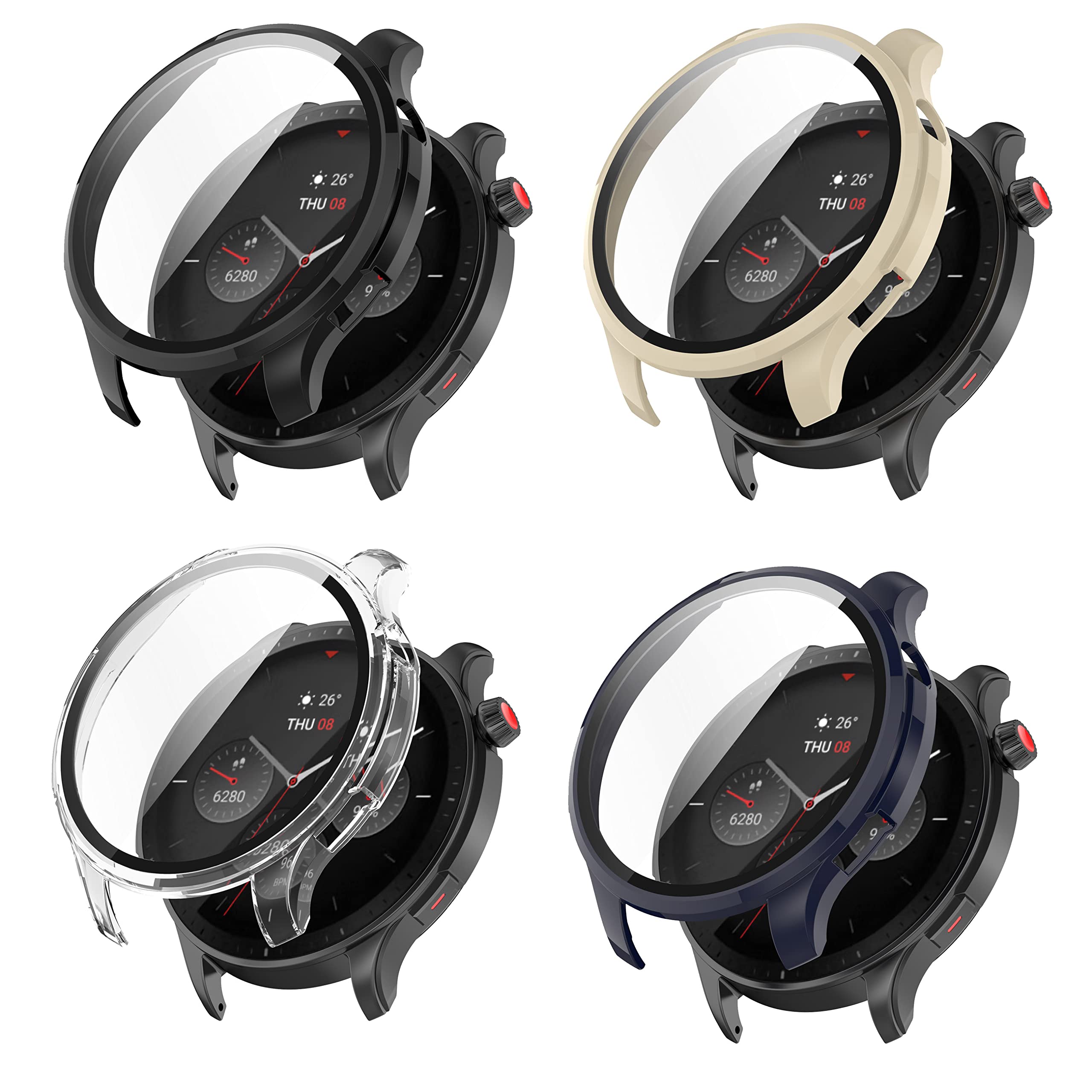 Screen Protector Cases Compatible with Amazfit GTR 4 Pro/GTR 4 Shockproof Cover Slim Guard Thin Bumper Shell Protector Built-in 