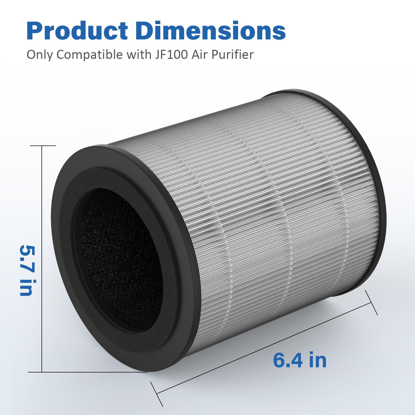 Jf100 Replacement Filter, 3 In 1 H13 True Hepa And High Efficiency Activated Carbon Filter, 2 Pack