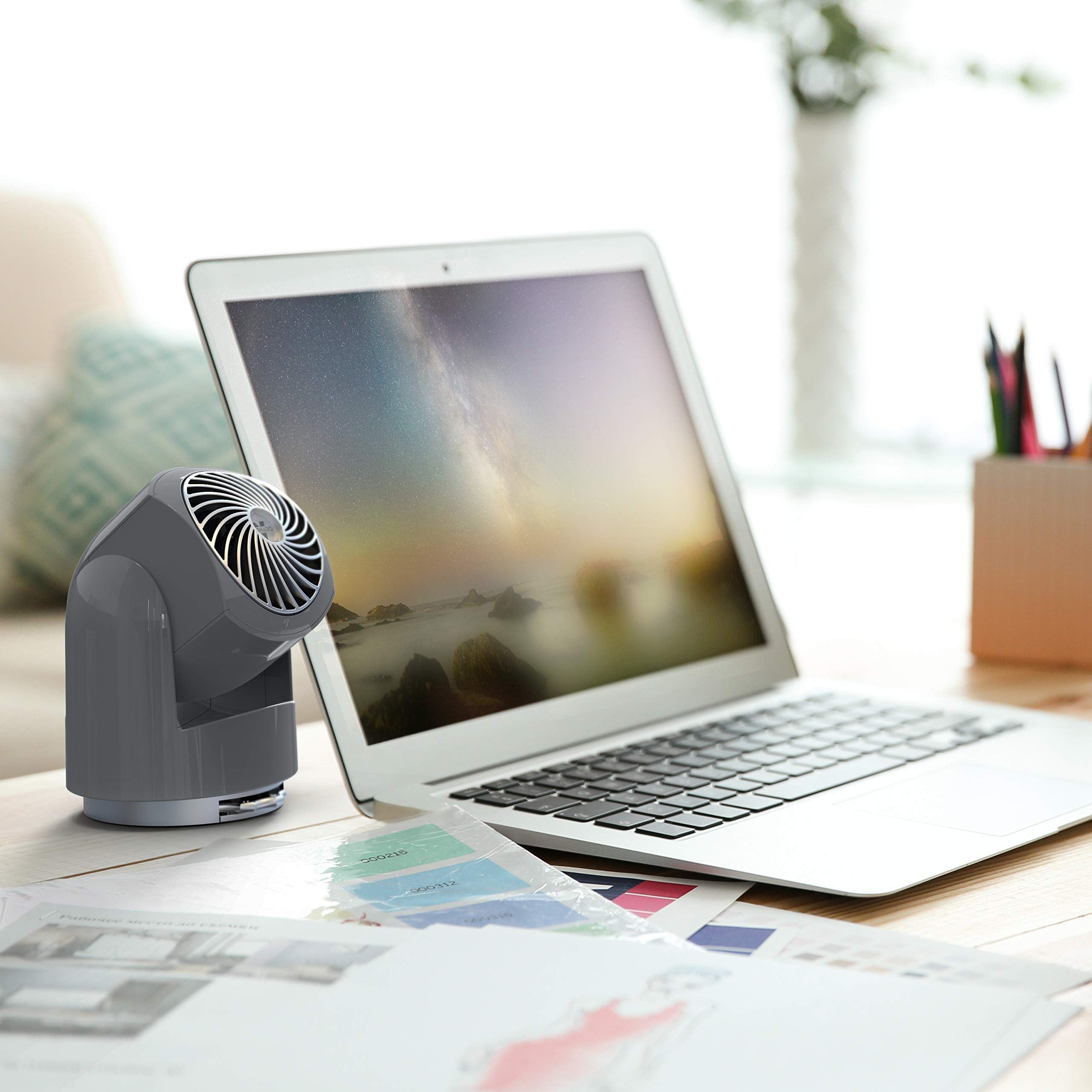 Vornado Flippi V6 Compact Air Circulator Fan, Quiet Portable Travel Fan For Office Or Bedroom, Adjustable Head, 2 Speeds, Storm