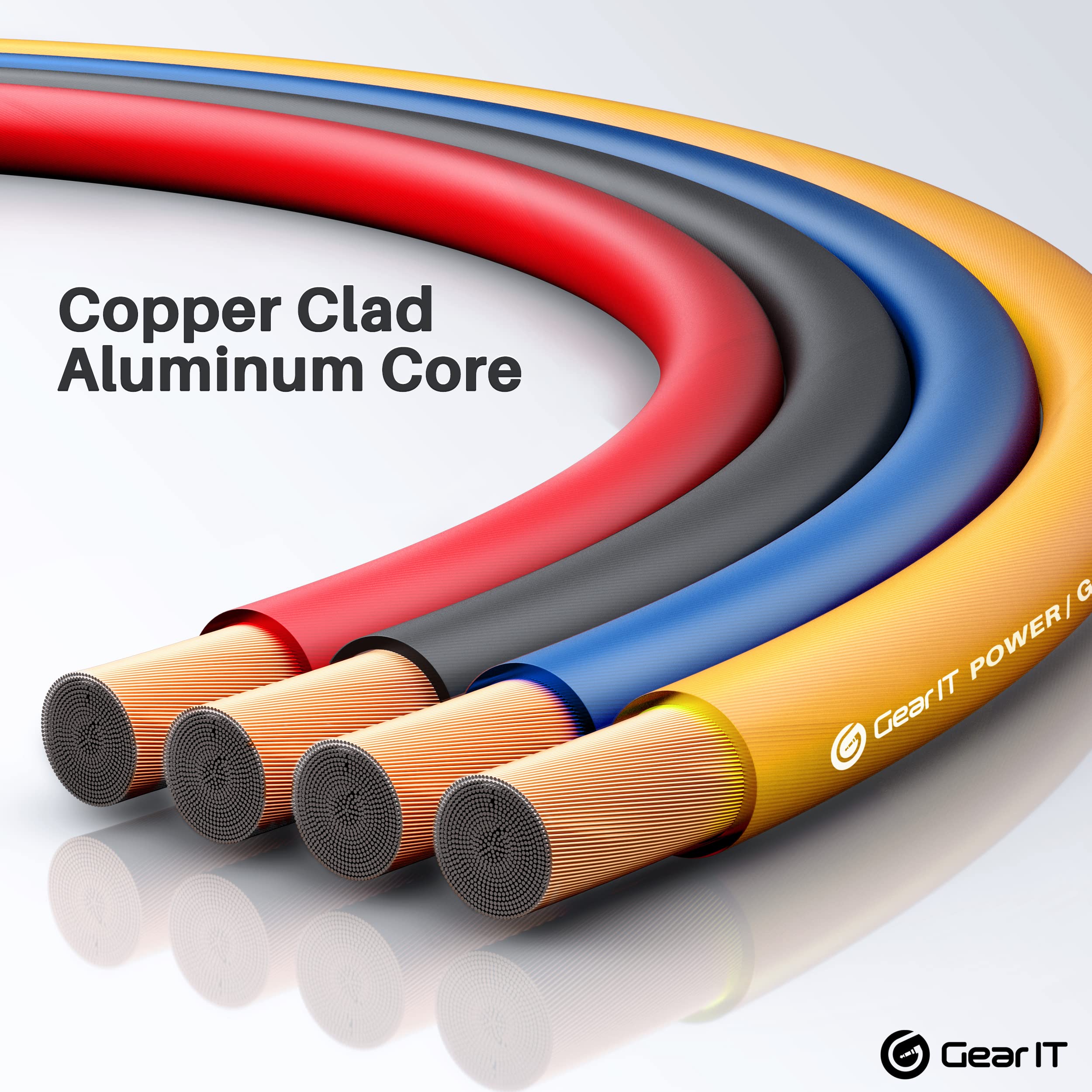 Gearit 12 Gauge Wire (50Ft Each  Black/Red/Blue/Yellow) Copper Clad Aluminum Cca   Primary Automotive Power/Ground Battery Cable