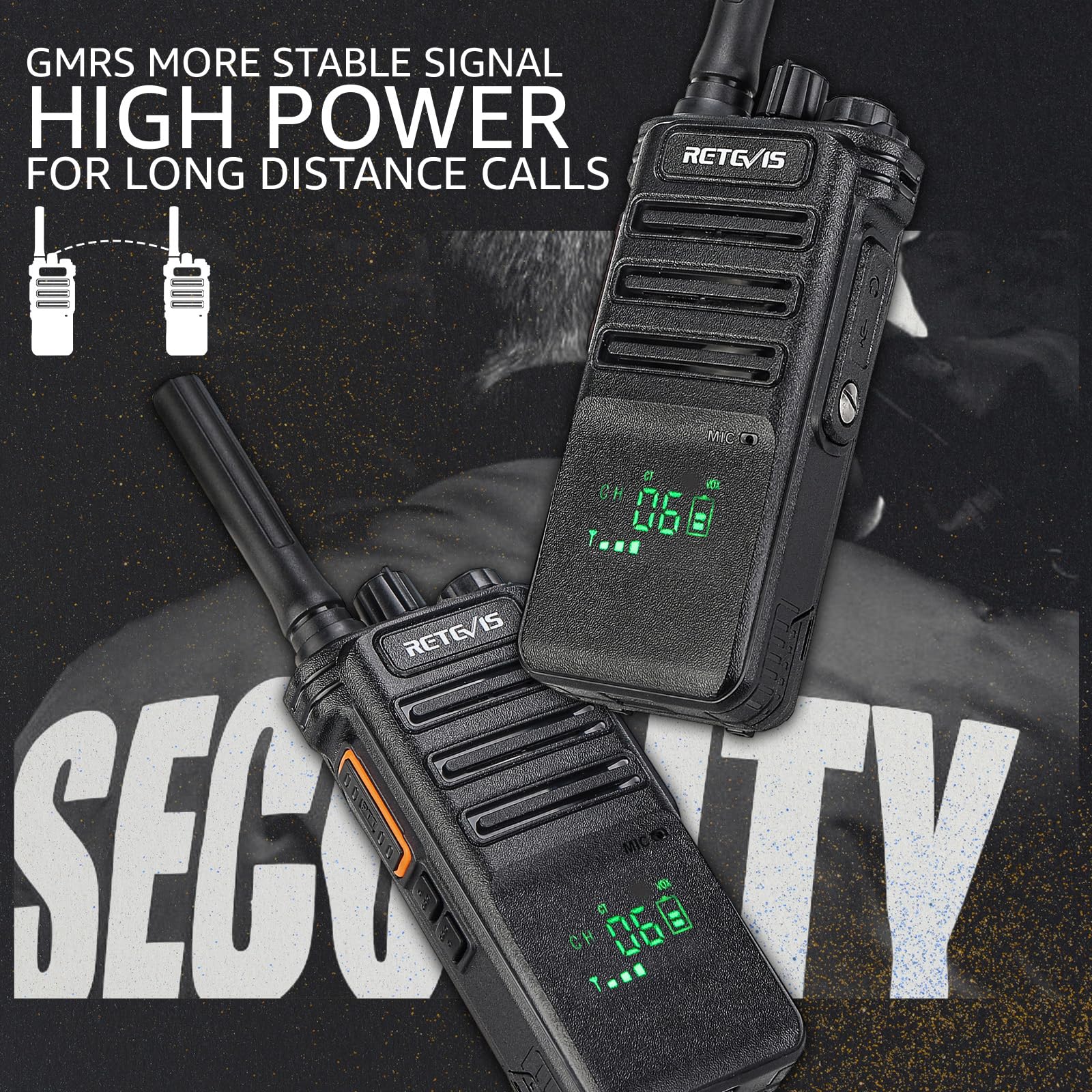 Retevis Rb89 Bluetooth Walkie Talkie, Long Range Two Way Radios,2600Mah Battery, Rechargeable Walkie Talkie,Wireless Earpiece, Vox,Hidden Display Screen For School Church Security(2 Pack)