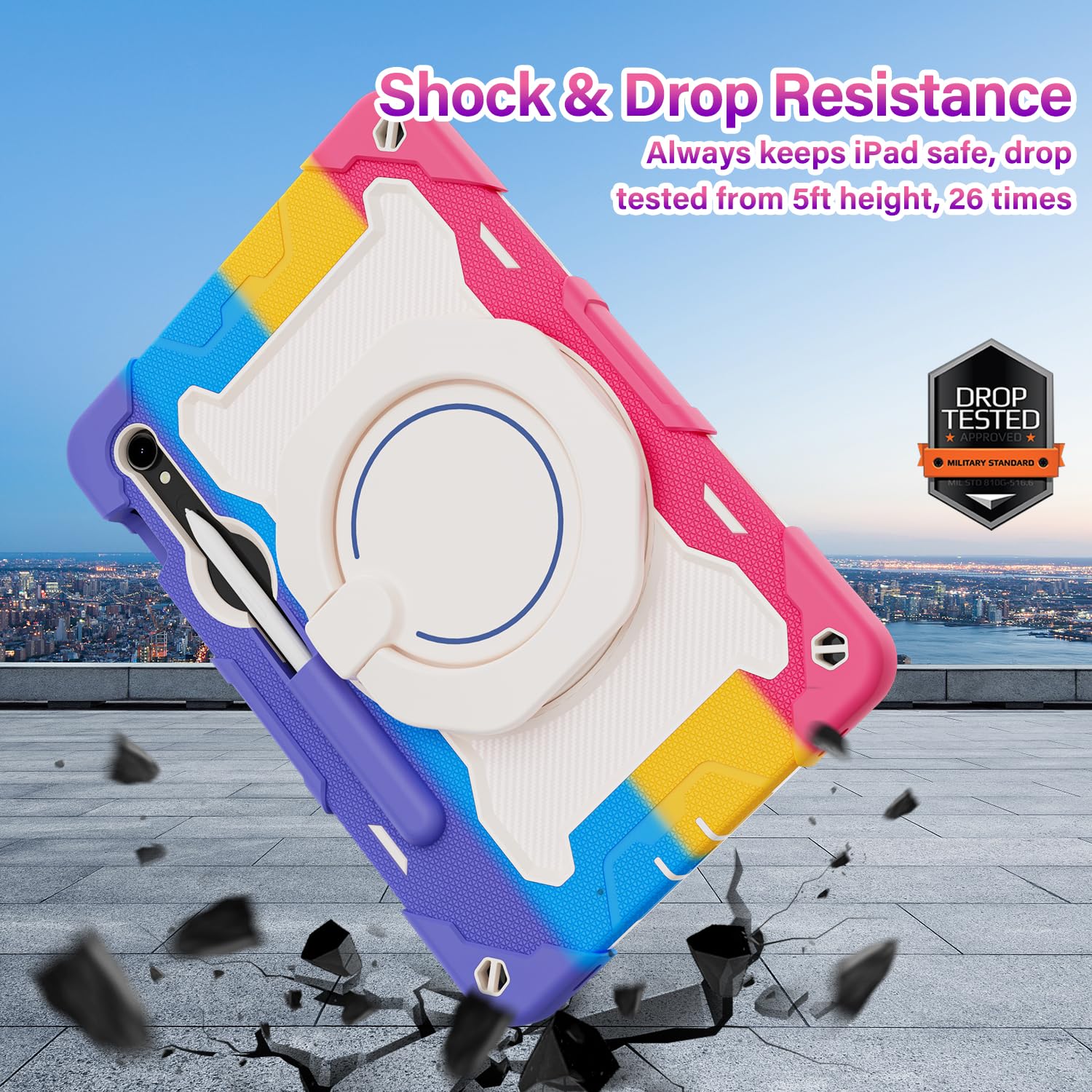 Roiskin For Samsung Galaxy Tab S9/ S9 Fe 5G Tablet Case 2023 With Hd Screen Protector Pencil Holder |360 Kickstand Handle,Should