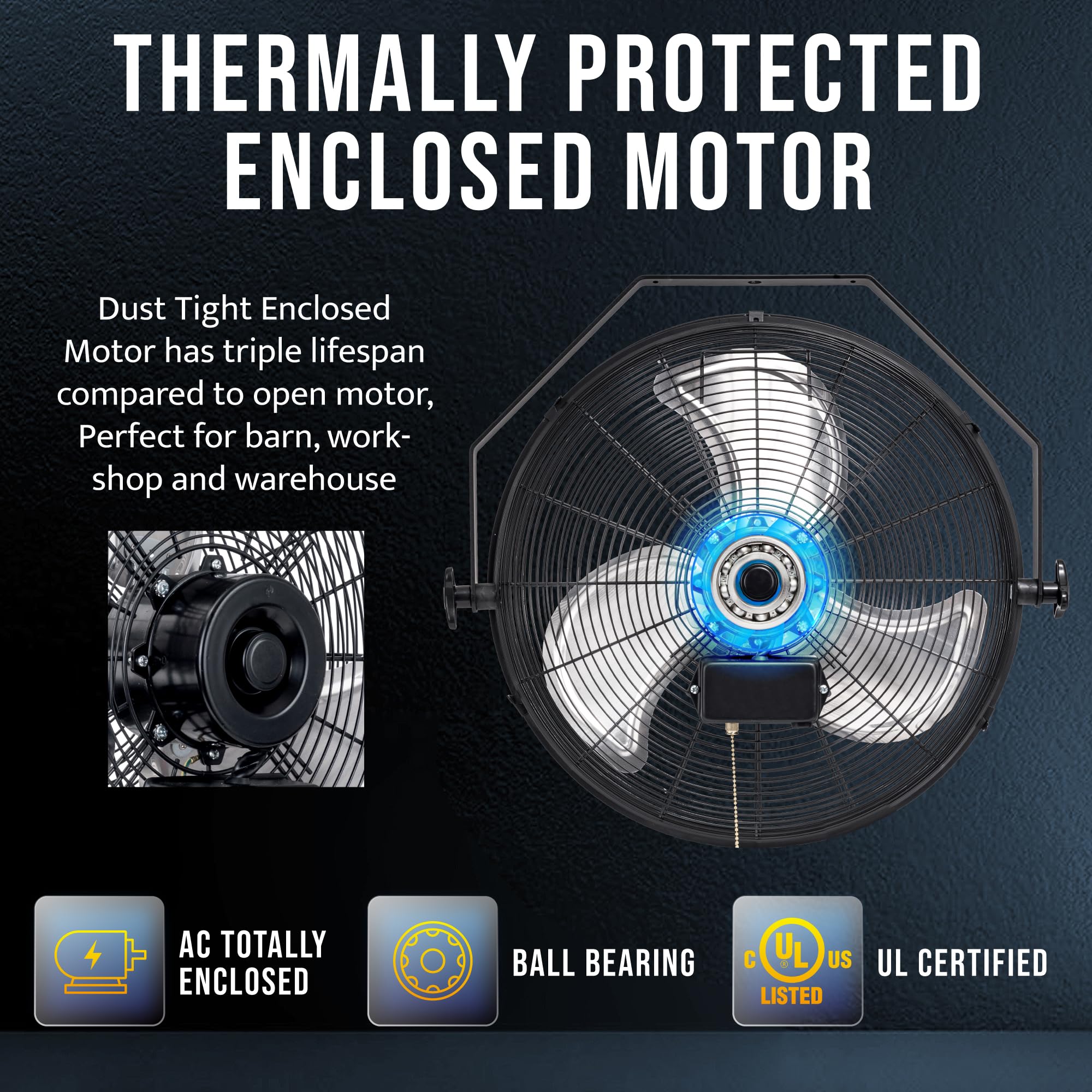 Tornado 2 Pack 18 Inch High Velocity Industrial Wall Fan With Teao Enclosure Motor   4000 Cfm   3 Speed   6.5 Ft Cord   Industri