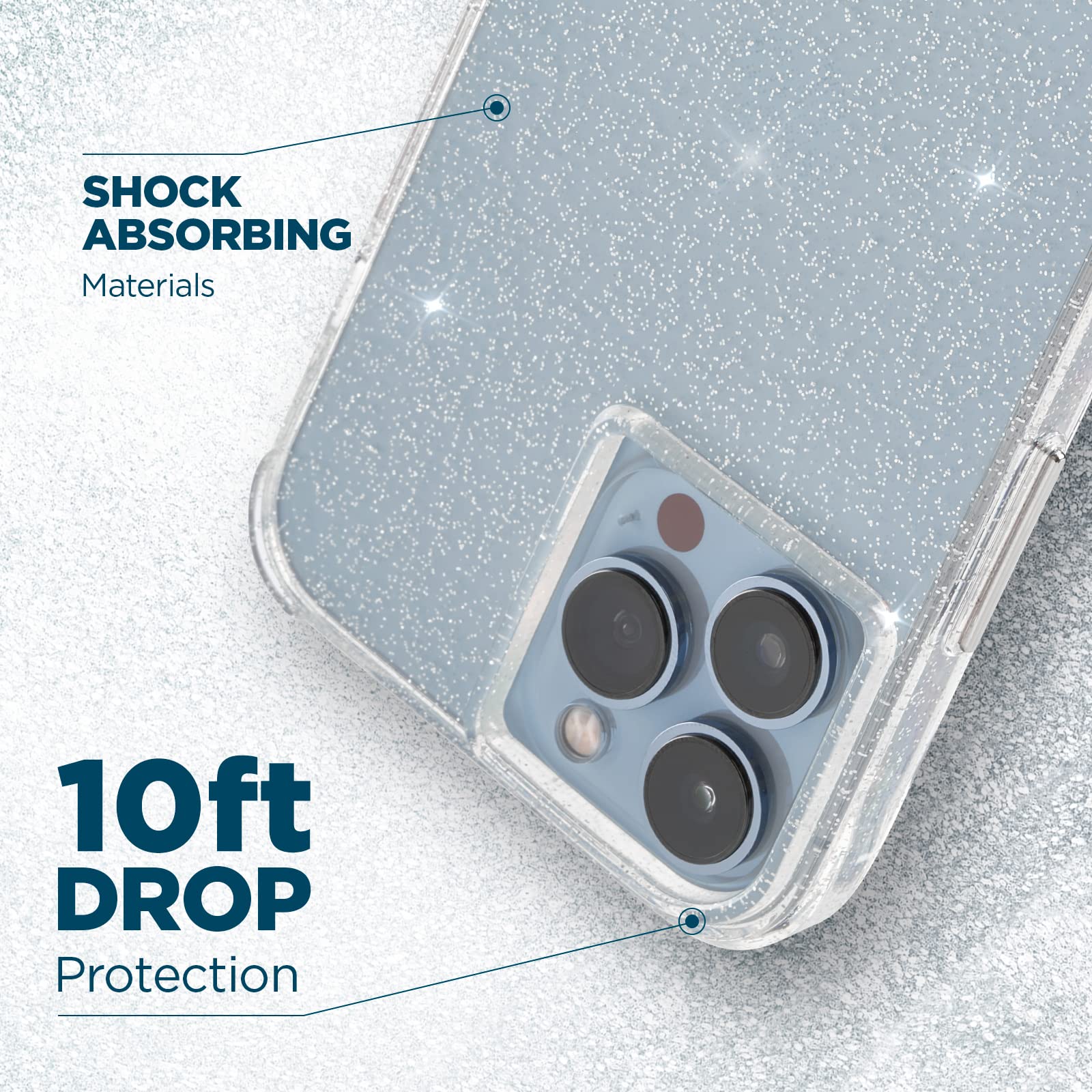 Case Mate Iphone 13 Pro Max Case For Women [10Ft Drop Protection] [Wireless Charging] Sheer Crystal Clear Phone Case For Iphone