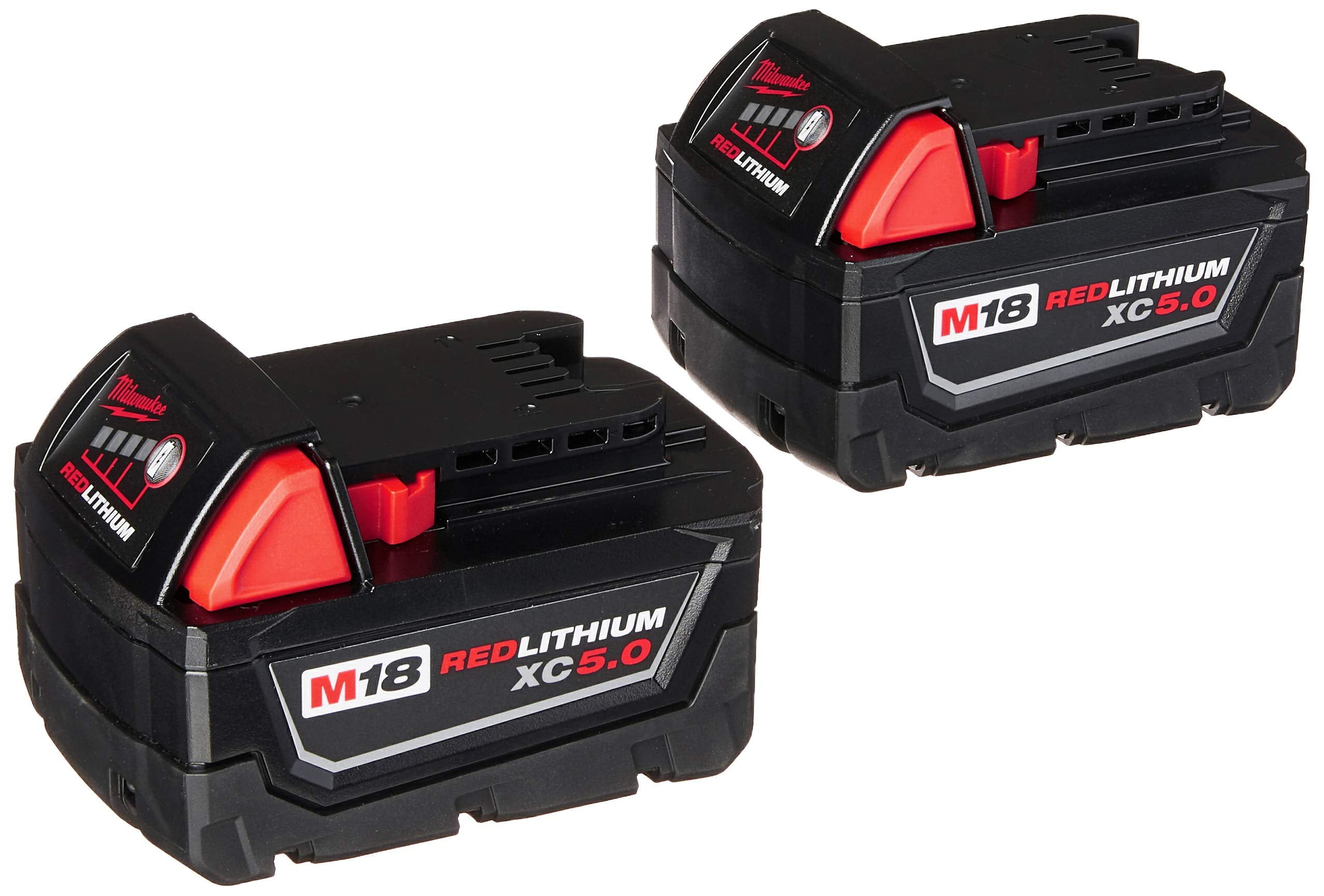Milwaukee 48 59 1850 M18 Red Lithium Xc 5.0 Ah Batteries (2) + 48 59 1812 M12 And M18 Multi Voltage Charger Kit