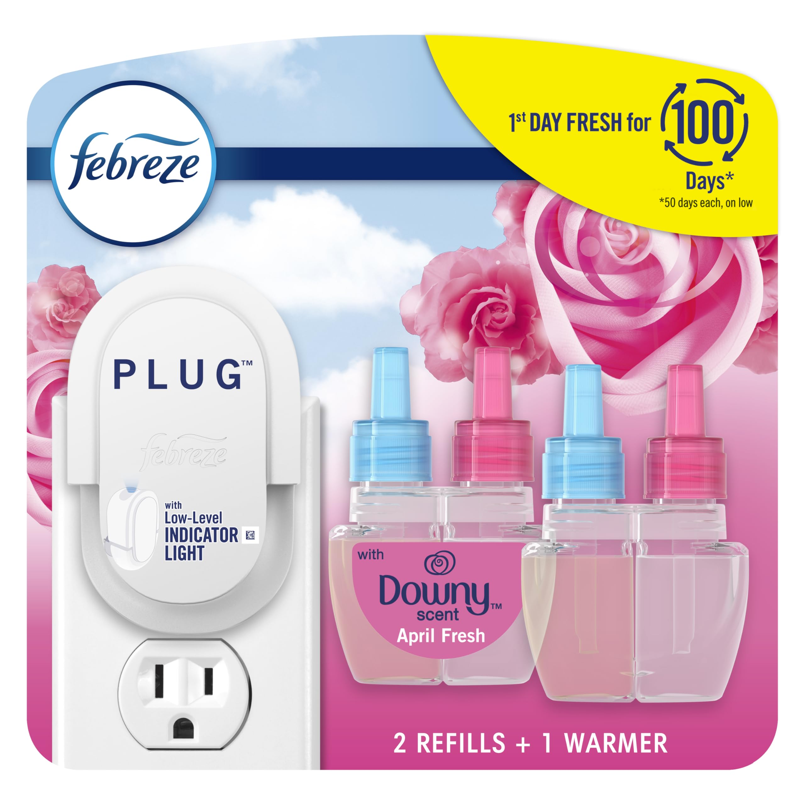 Febreze Air Freshener Plug In, Wall Diffuser, Plug In Air Fresheners For Home, Downy April Fresh Scent, Odor Fighter For Strong