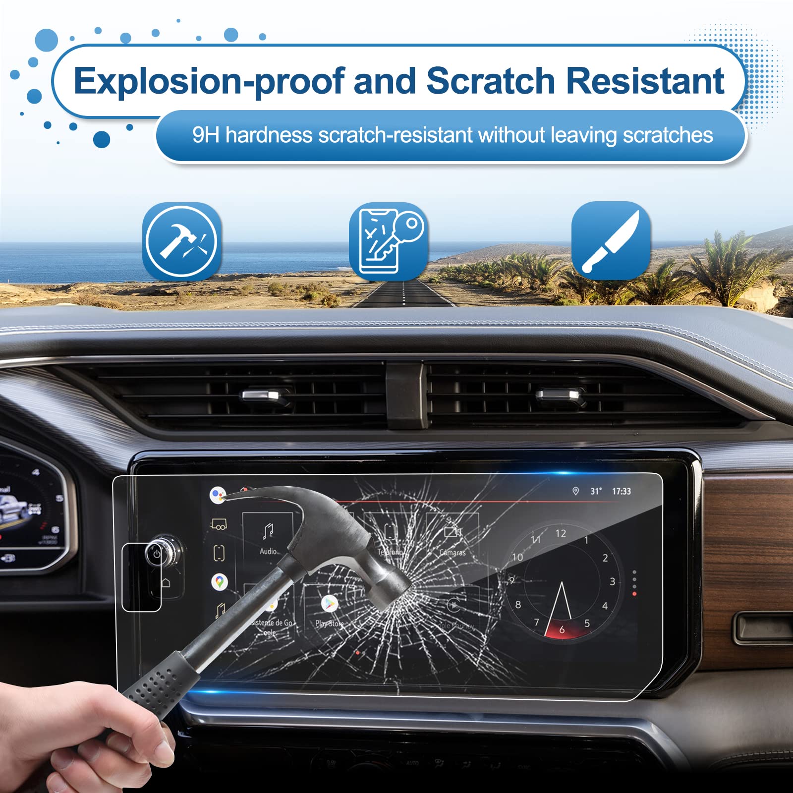 Coleya 2022 2023 2024 Sierra 1500 Screen Protector For Gmc Sierra 1500 (At4/At4X/Denali/Denali Ultimate) 13.4 Inch Touch Screen,