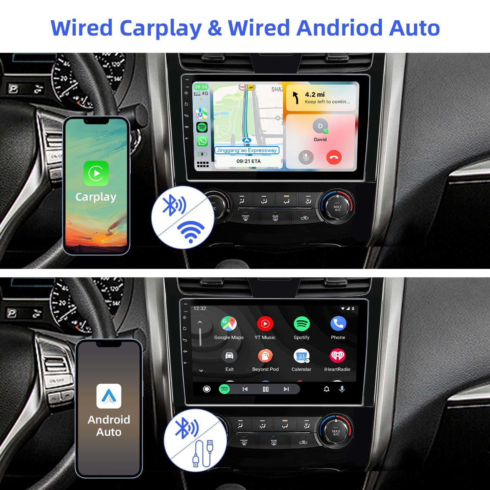 10.1 Inches Android 10 Double Din Car Stereo For Nissan Altima 2013 2015 Ips Touchscreen Screen Car Radio With Carplay & Android