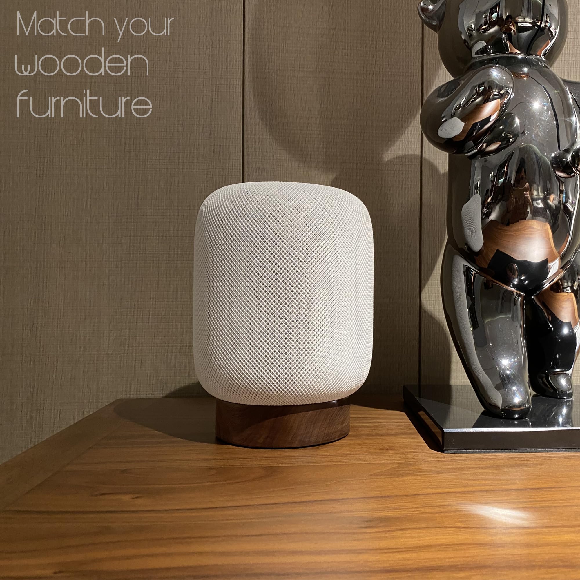 Hookmemo Elevate Your Homepod With Our North American Black Walnut Wood Stand   Unique Texture, Clever Cord Storage (Black Walnu
