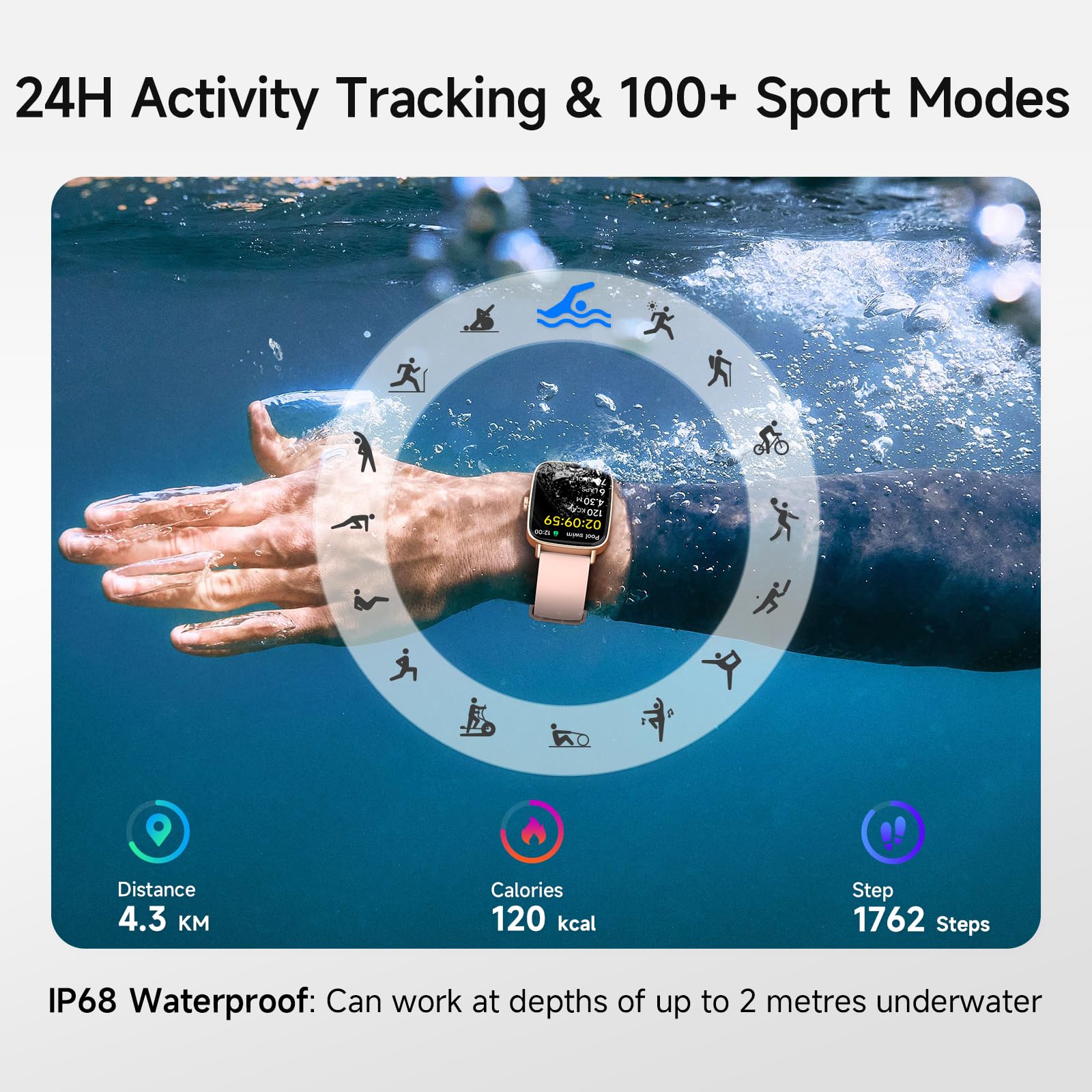 Smart Watch For Women, 1.85 '' Hd Smartwatch Compatible Iphone/Samsung/Android (Answer/Make Calls), 100+ Sport Modes Fitness Tra