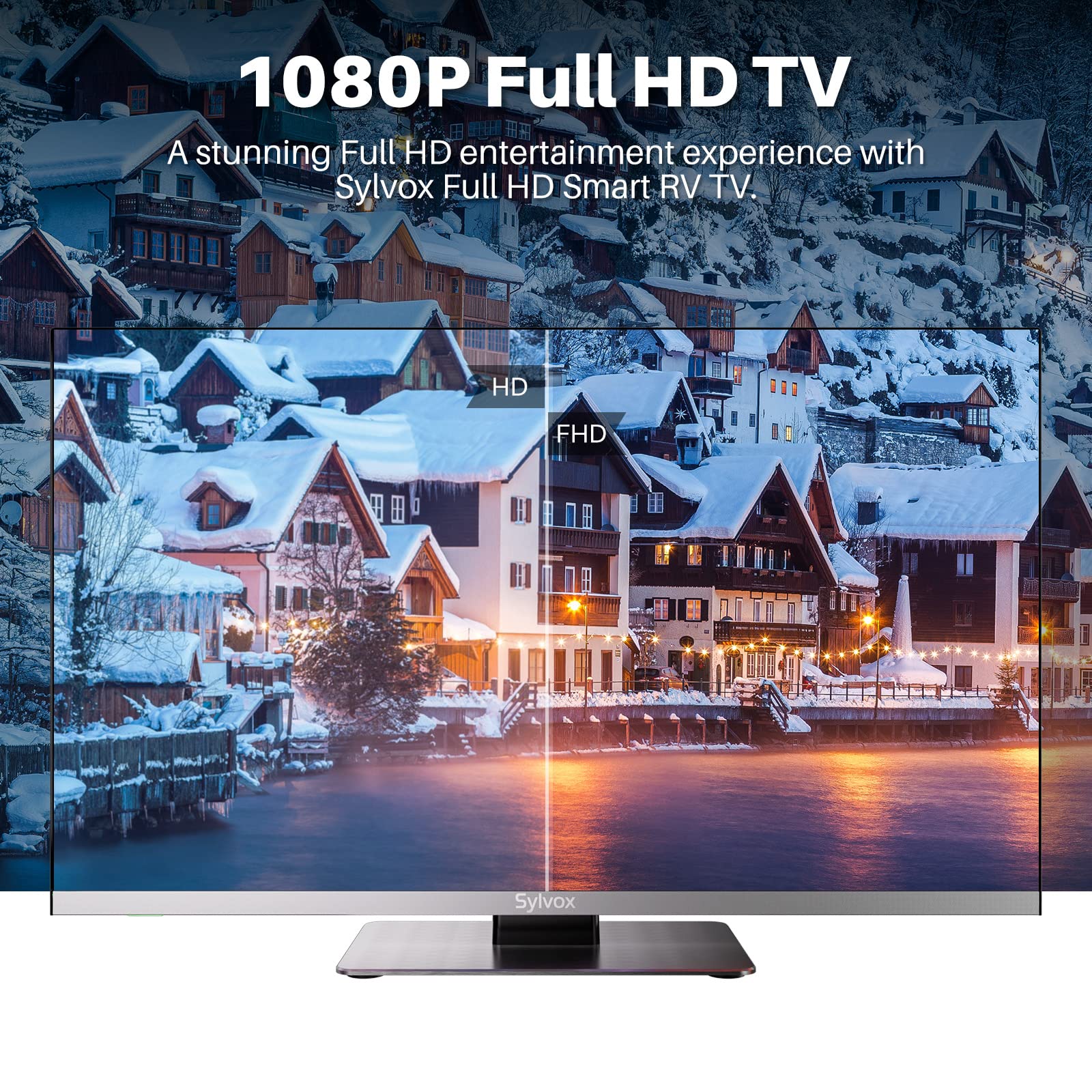 Sylvox Smart Rv Tv, 24 Inch Tv With Dvd Player Built In, 12 Volt Tv For Rv Camper 1080P Fhd, Android Smart Free Download Apps, S