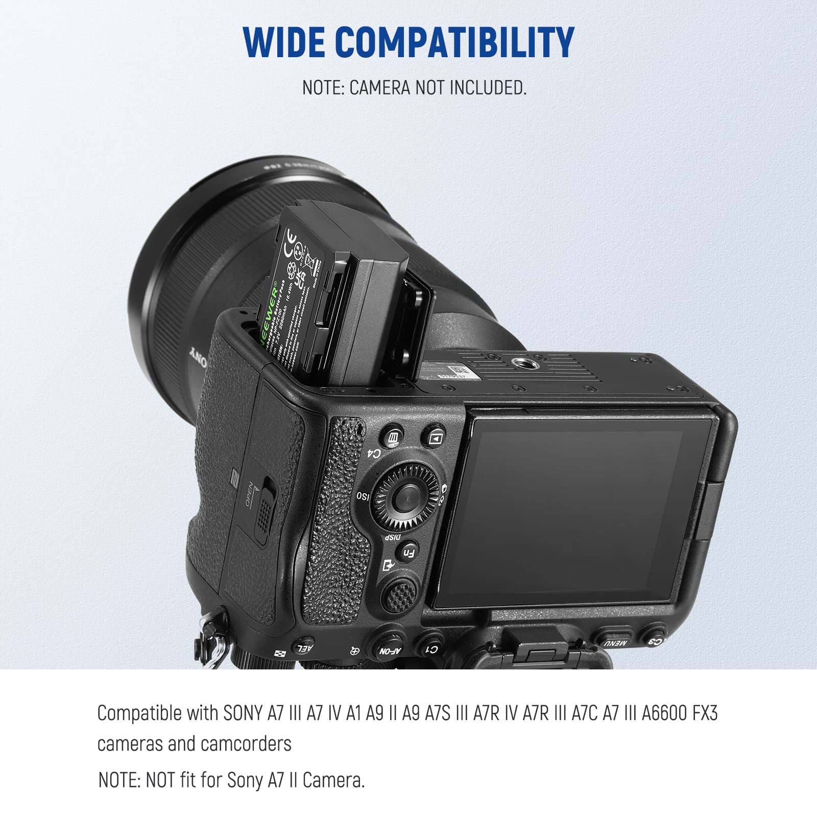 Neewer 2280Mah Np Fz100 Replacement Battery Charger Set, 2 Batteries And 1 Usb Dual Channel Charging Case Compatible With Sony A