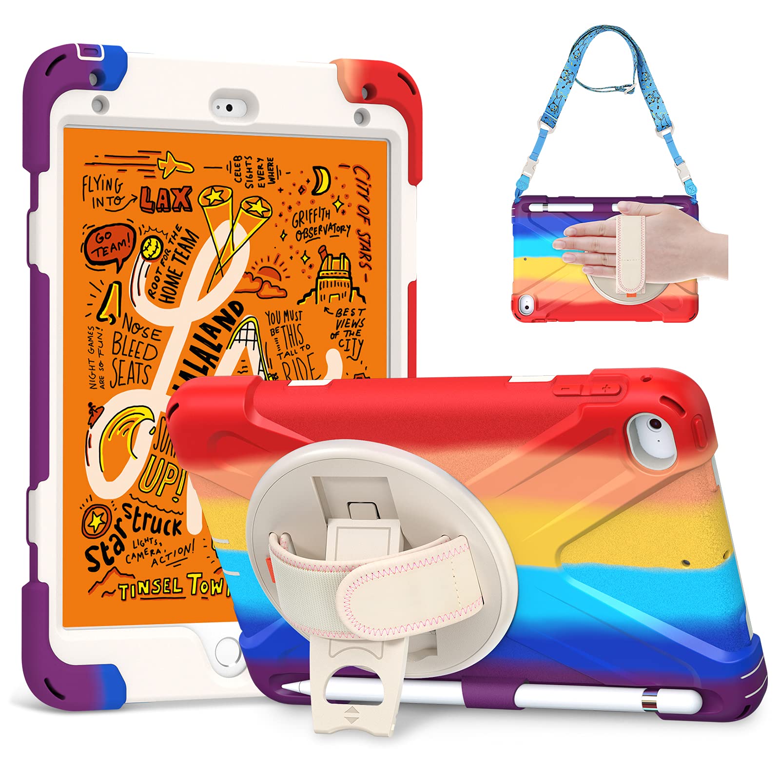 Gerutek Ipad Mini 5Th/4Th Generation Case, 3 Layer Structure Heavy Shockproof Ipad Mini 5/4 Case, Ipad Mini Case 5Th Generation