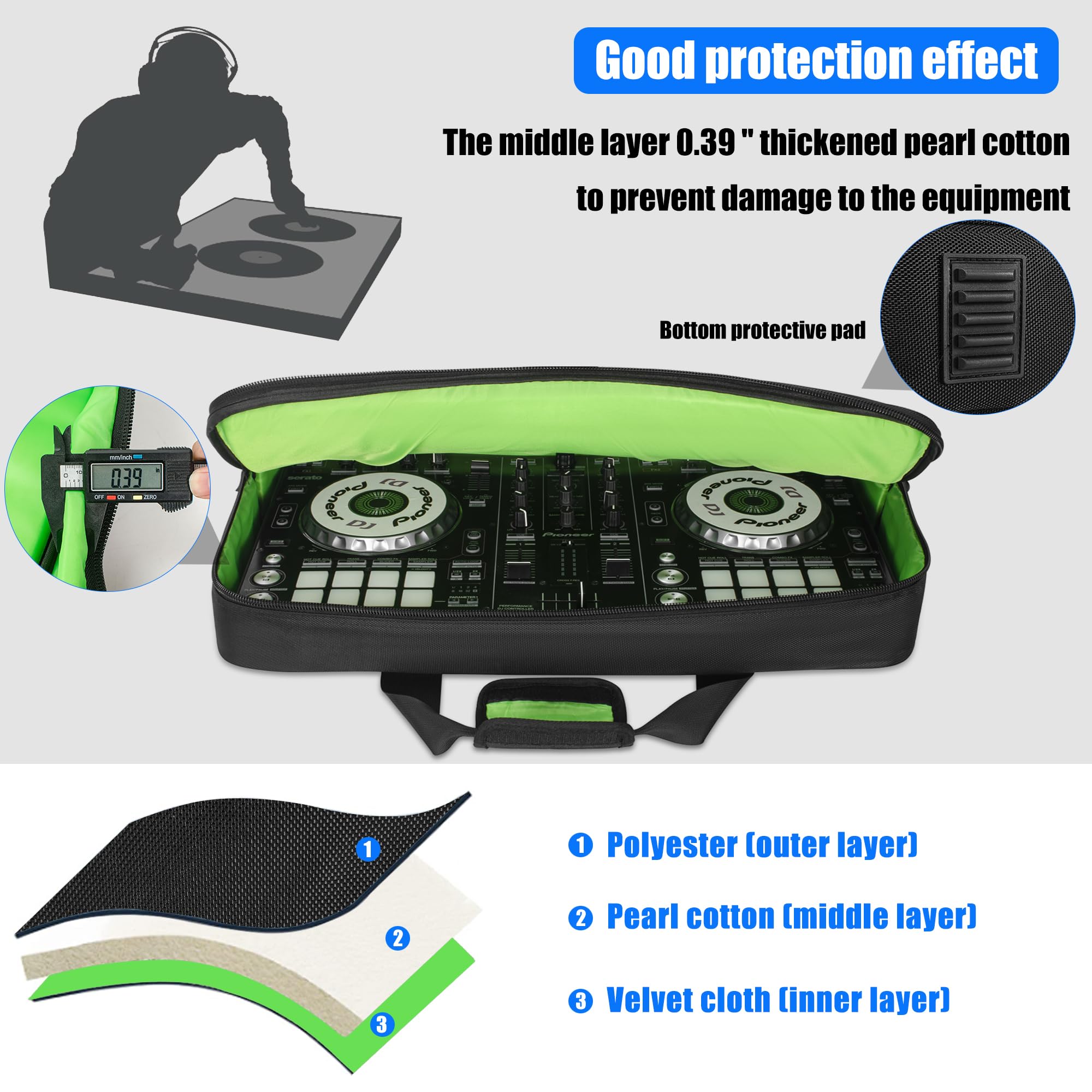 Ibvivic Protector Bag Oxford Storage Case, Fits Pioneer Ddj Sr/Sr2/Rr/Denon Mc4000/Numark Nvii/Mixtrack Pro 3 & Nv Platinum/Ddj-