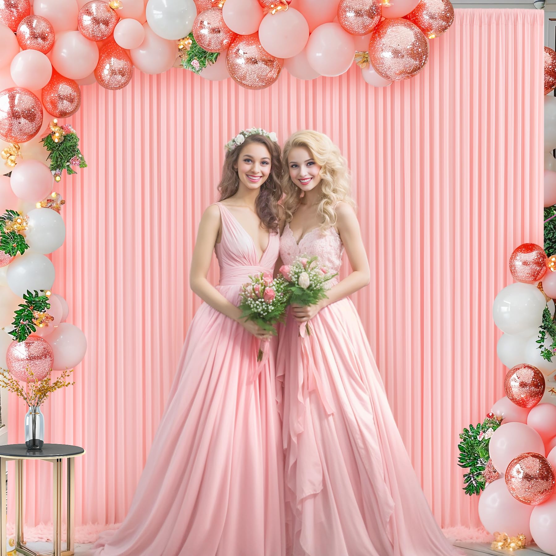 Blush Pink Backdrop Curtain For Parties Baby Shower Wrinkle Free Pink Photo Curtains Backdrop Drapes Fabric Decoration For Weddi