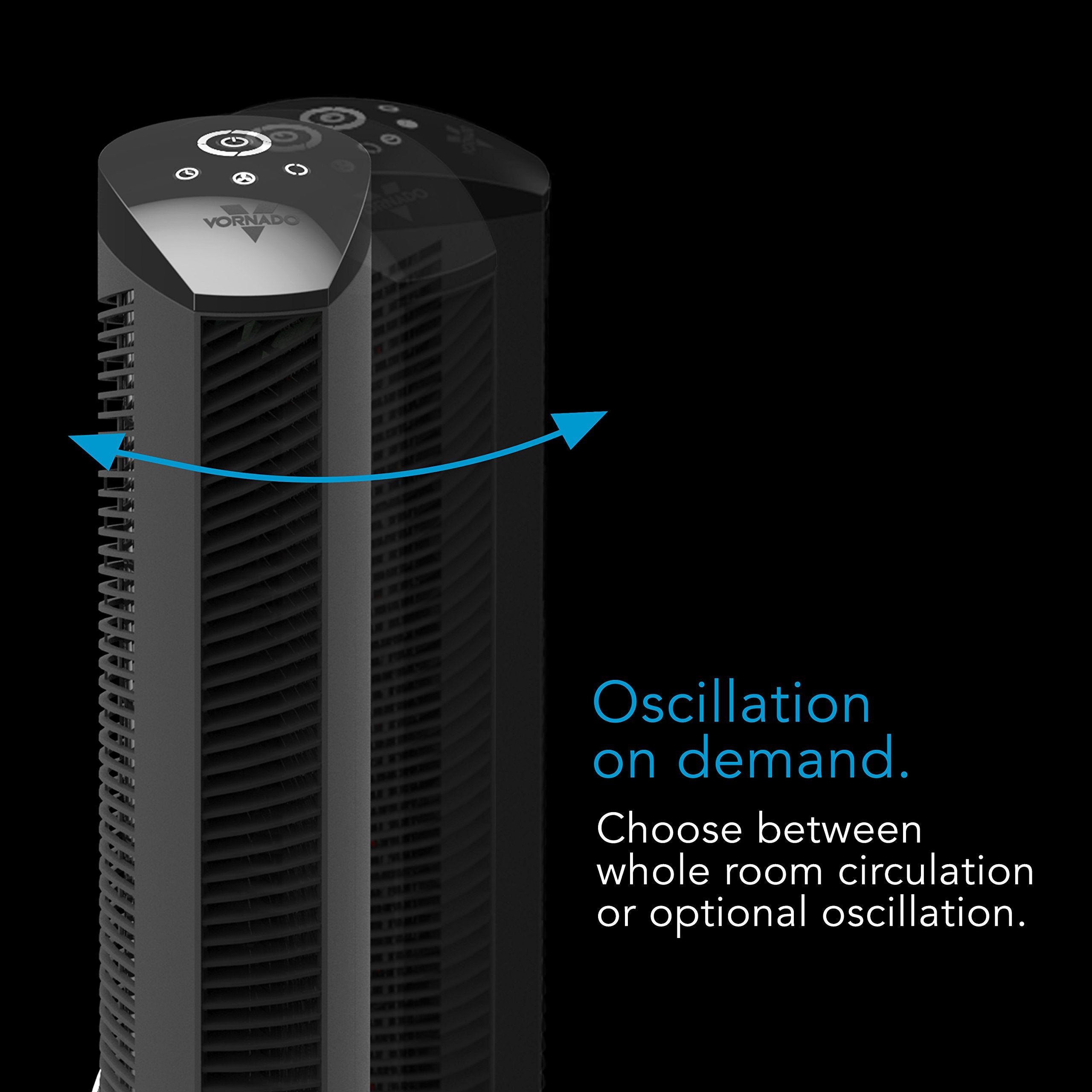 Vornado Oscr37 Oscillating Tower Fan And Air Circulator With Remote, Smooth Oscillation, Timer And Touch Controls, 37 Inch,Black