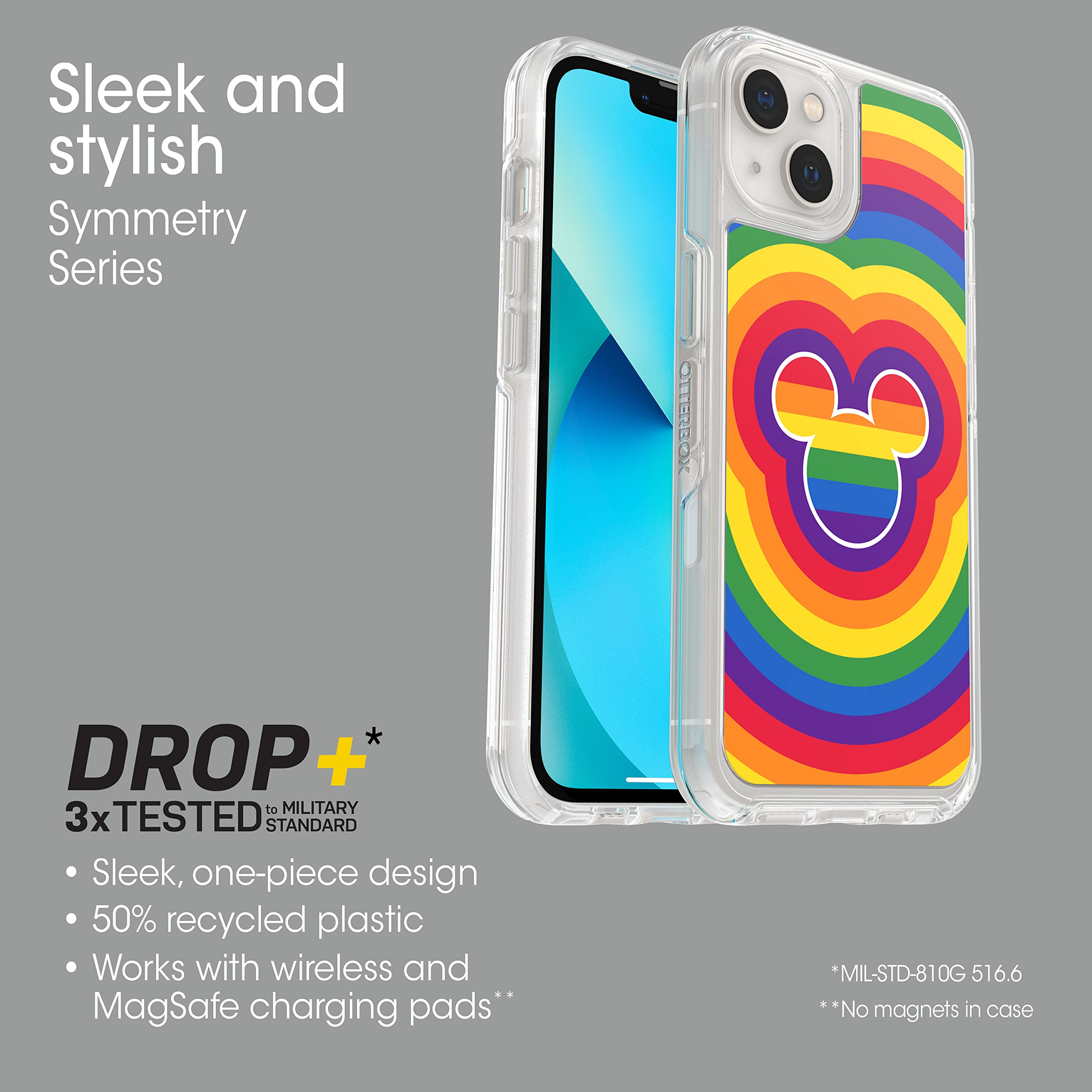 Otterbox Iphone 13 (Only) Symmetry Series Case   Disney Pride, Ultra Sleek, Wireless Charging Compatible, Raised Edges Protect C