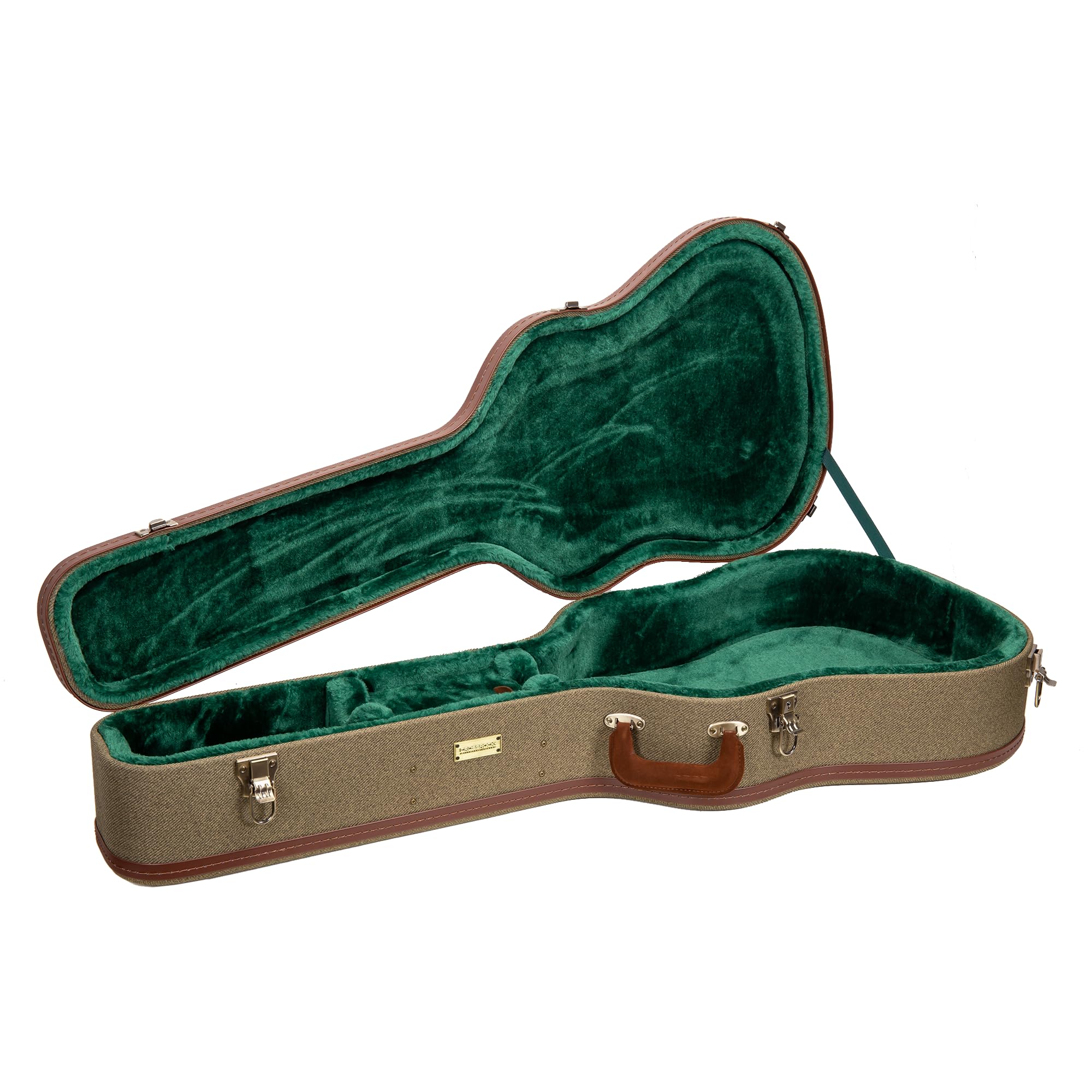 Crossrock Master Series Acoustic Guitar Case For Martin D-28 / Grand Auditorium | Olive Green Eco Tweed Fabric, Re-Engineered Sh