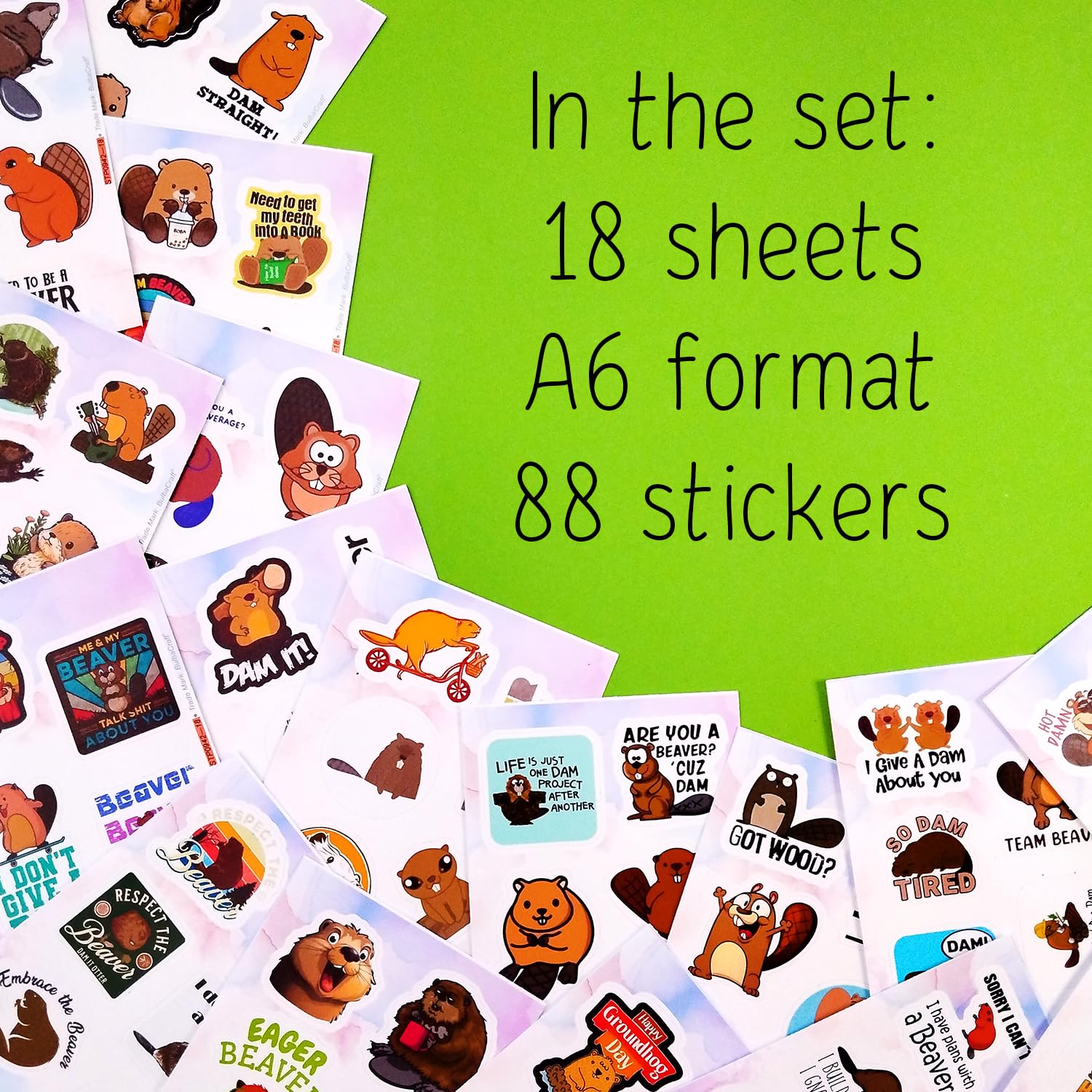 Beaver Stickers For Water Bottle And Laptop   Nature Party Favors & Decorations, Waterproof Vinyl Animal Decals, Cute Beaver Sti