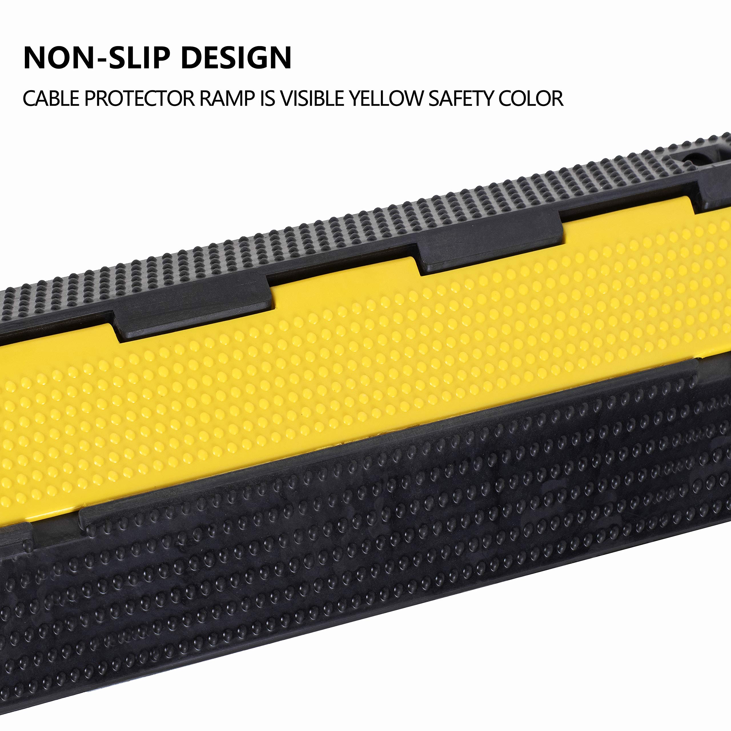 F Come 1 Pack Rubber Cable Ramp Hose Cable Protector Ramp 1 Channel 22000Lbs Load Capacity Traffic Speed Bump Wires Power Lines