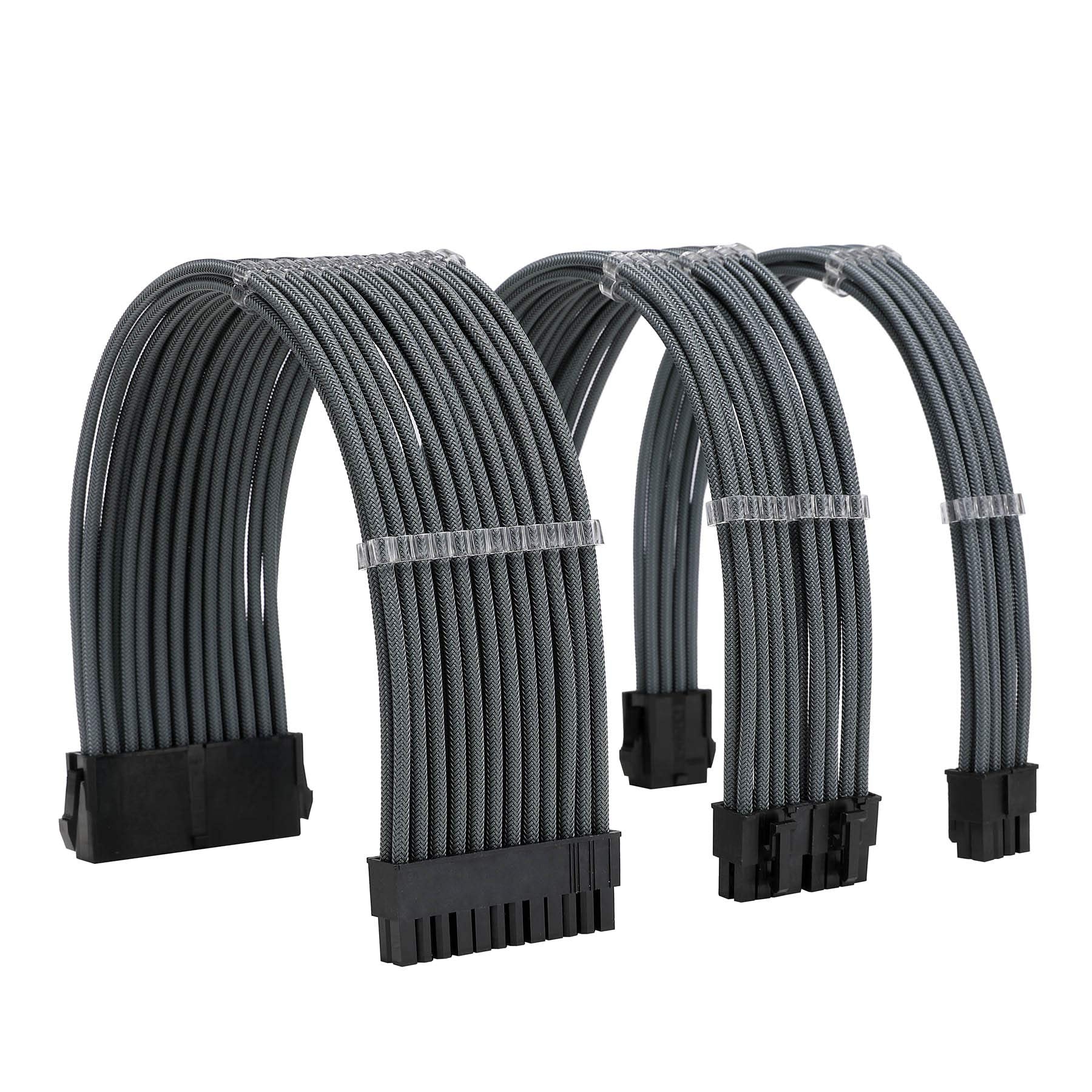 Formulamod Sleeve Extension Power Supply Cable Kit 18Awg Atx 24P+ Eps 8 P+Pci E8 P With Combs For Psu To Motherboard/Gpu (Grey)