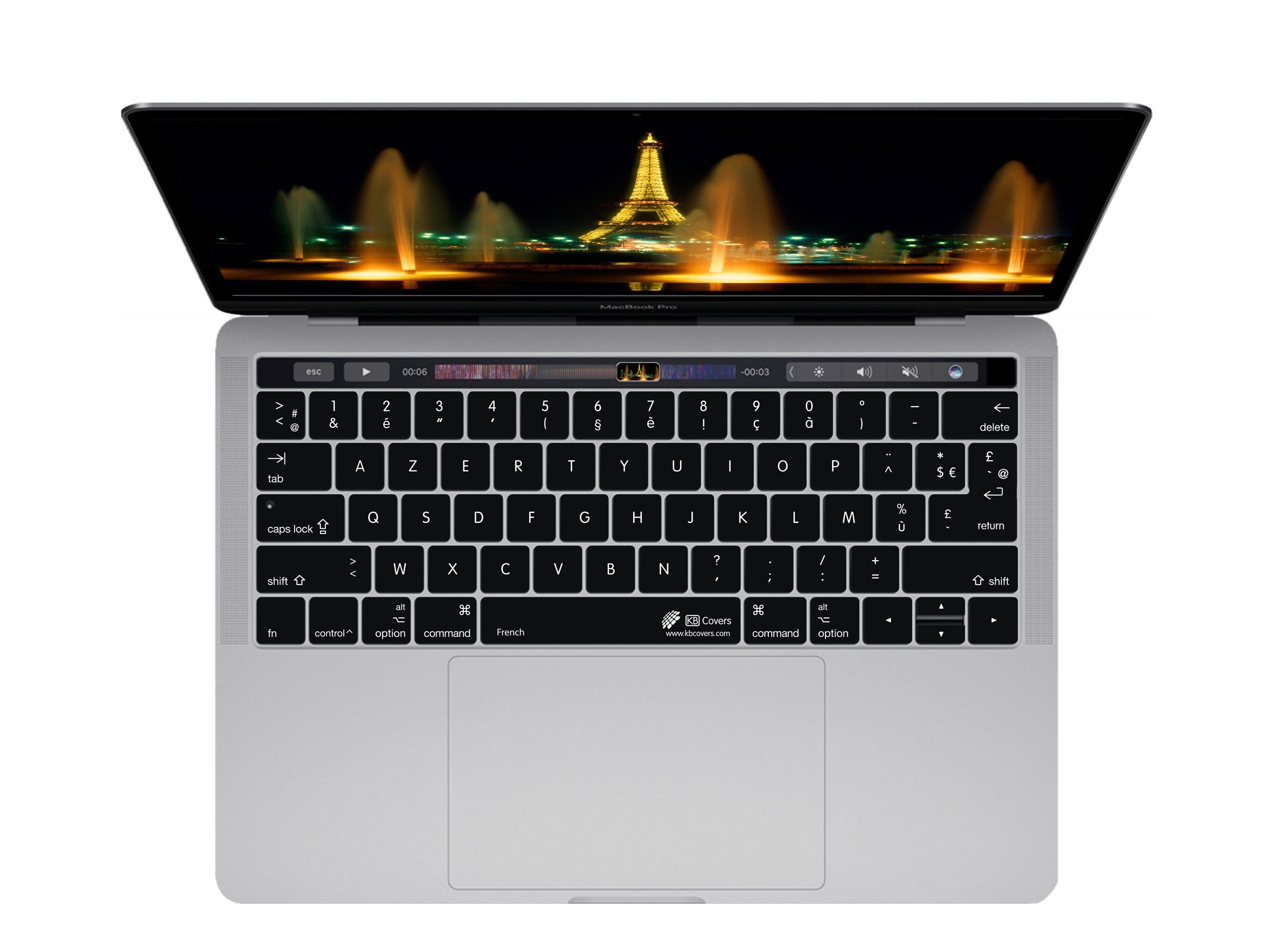 Kb Covers French Azerty Iso Keyboard Cover With Macbook Pro Touch Bar (Late 2016) 19104