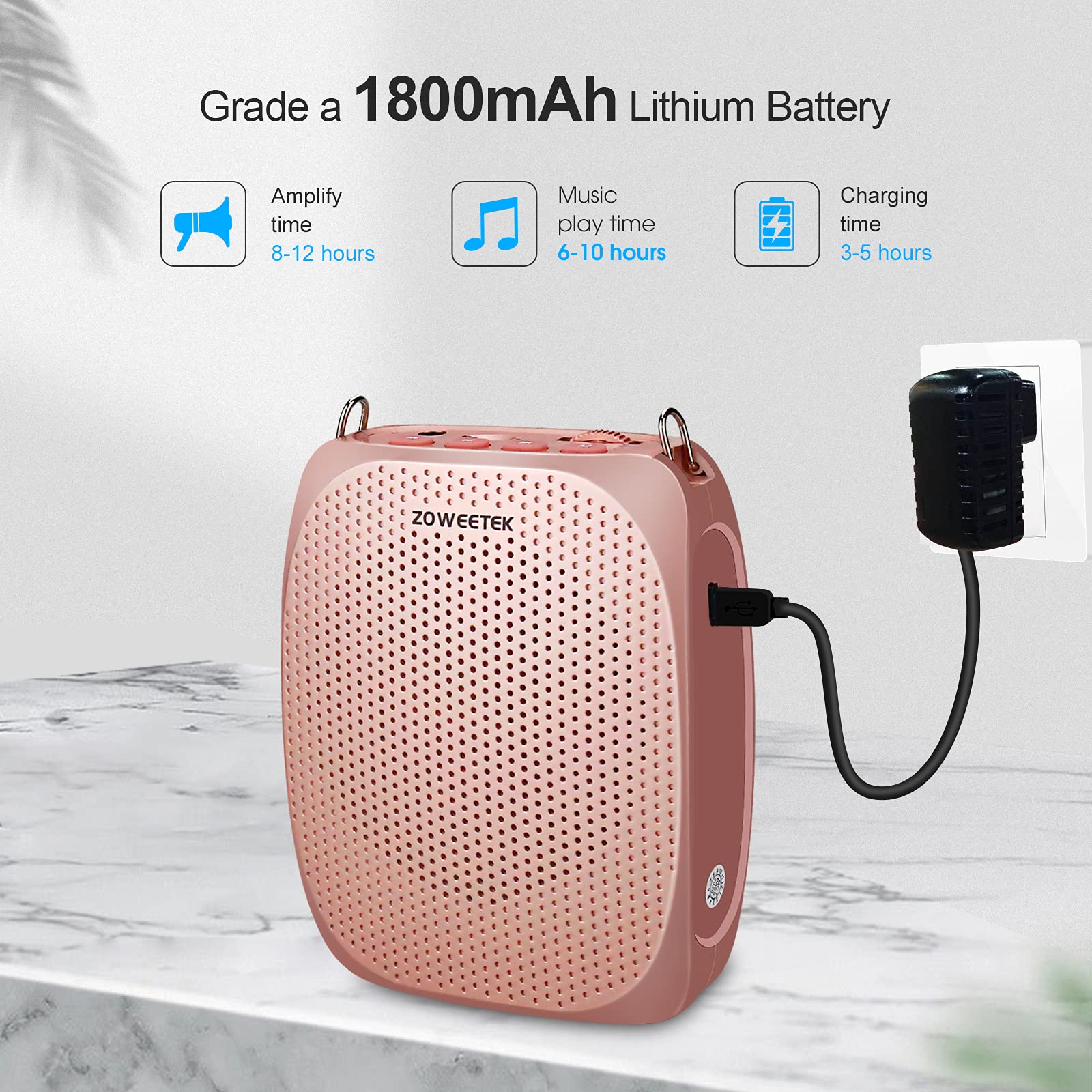 Zoweetek Wireless Voice Amplifier For Teachers With 2 Microphone, Original Voice Amplifier Wireless Microphone, Portable Speaker