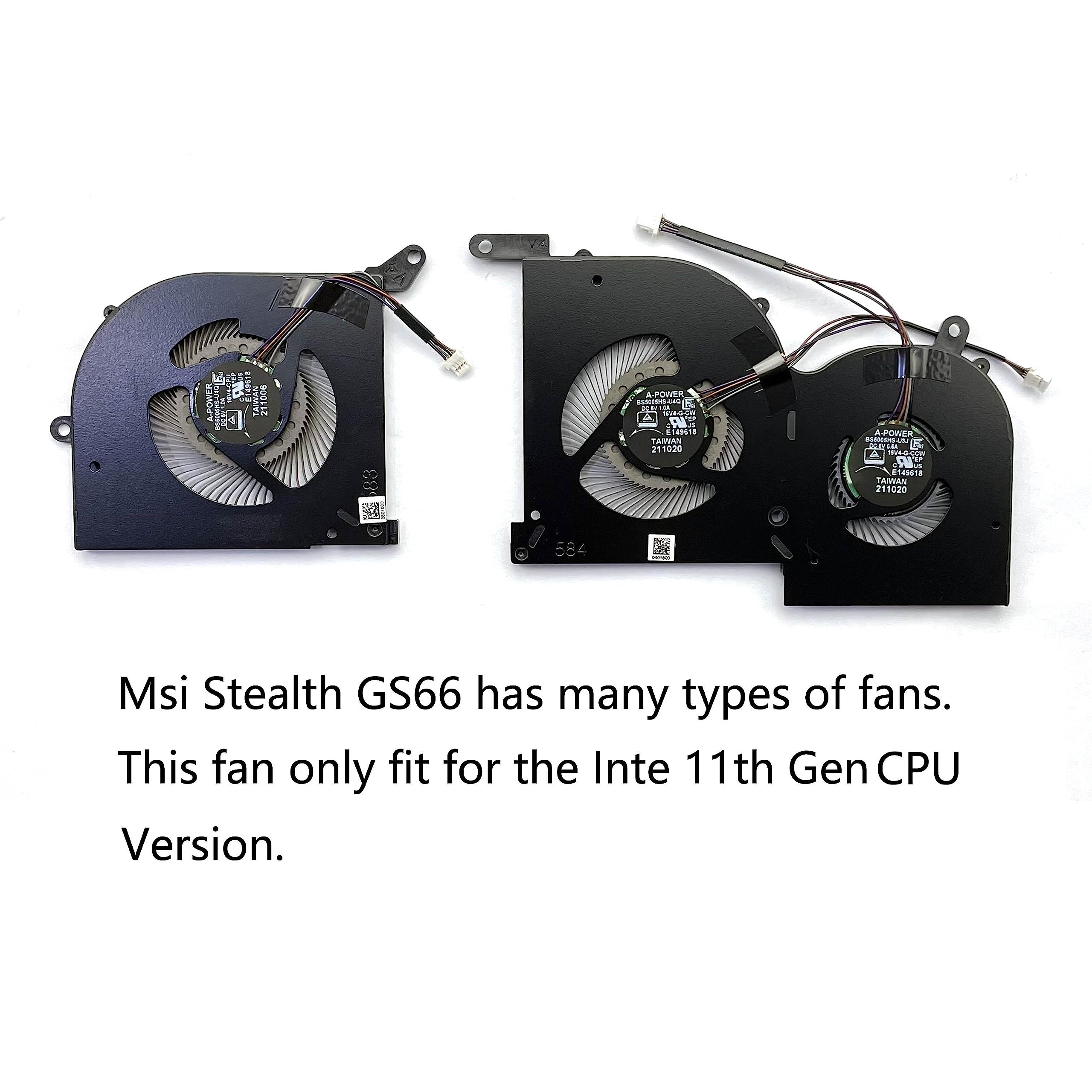 Cpu+Gpu Cooling Fan Replacement For Msi Stealth Gs66 Ws66 11Ug 11Ue 11Uh 11Umt 11Ukt, Creator 15 Oled Ms 16V4 Bs5005Hs U4Q(16V4