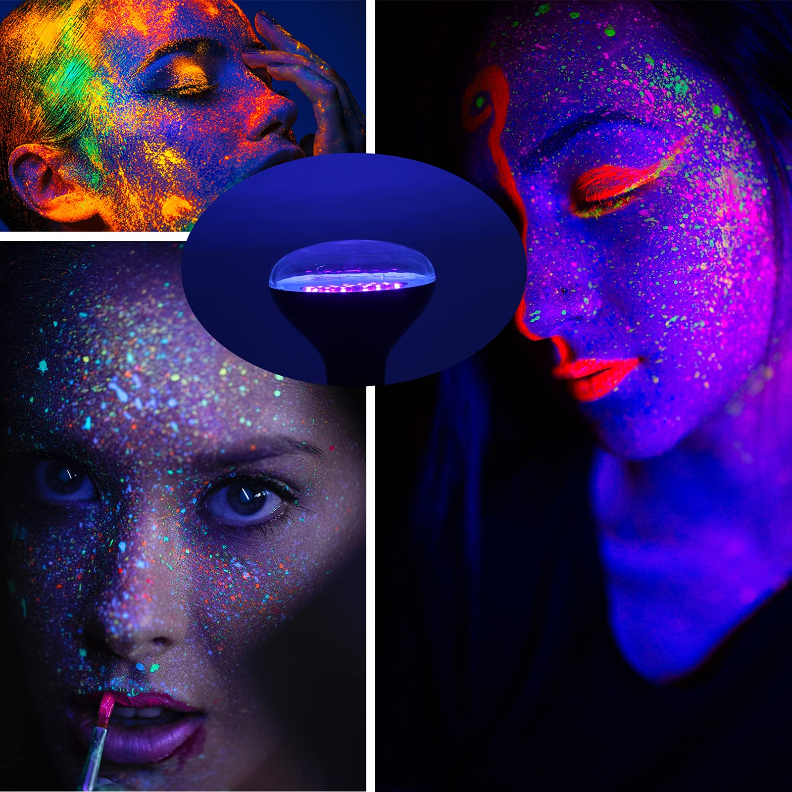 Br30 Uv Black Light Bulb - 15W(100W Equivalent) E26 Medium Base, Uva 385-410Nm, Blacklight Flood Light Bulbs Perfect For Body Pa