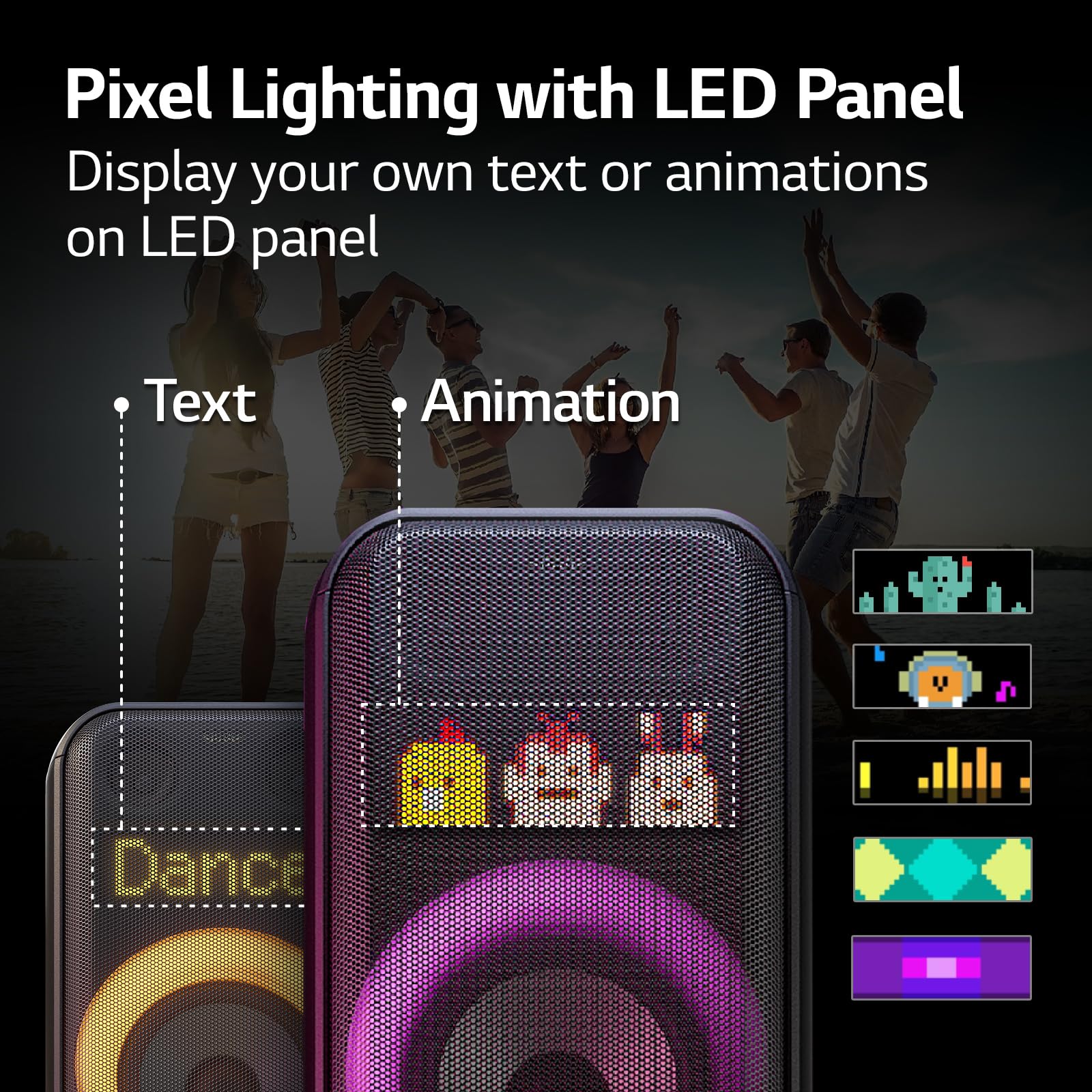 Lg Xboom Xl7 Portable Tower Speaker With 250W Of Power And Pixel Led Lighting With Up To 20 Hrs Of Battery Life,Black