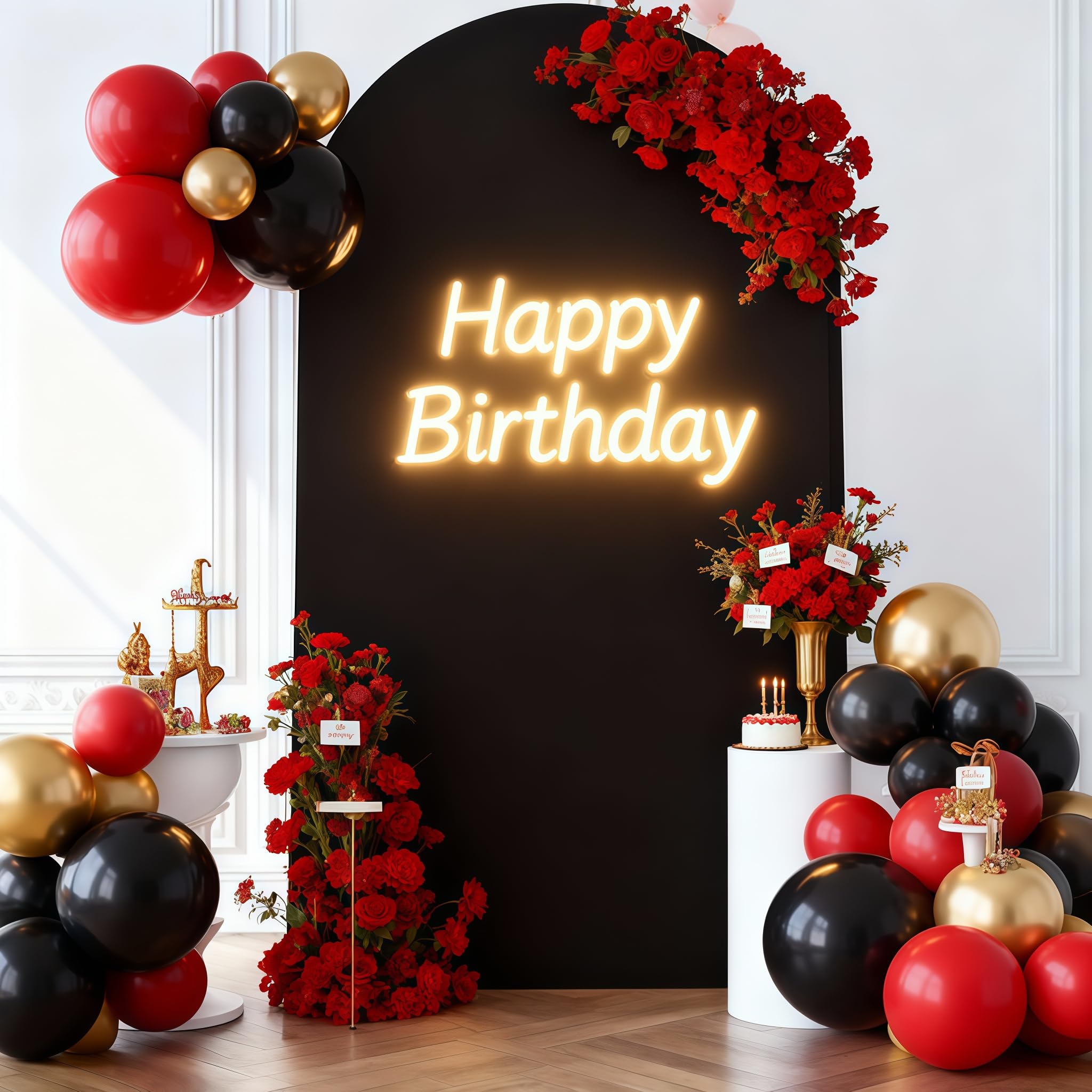 7.2FT Black Arch Backdrop Cover - Polyester Fitted Wedding Arch Stand Covers Round Top Chiara Arch Backdrop Cover for Birthday P