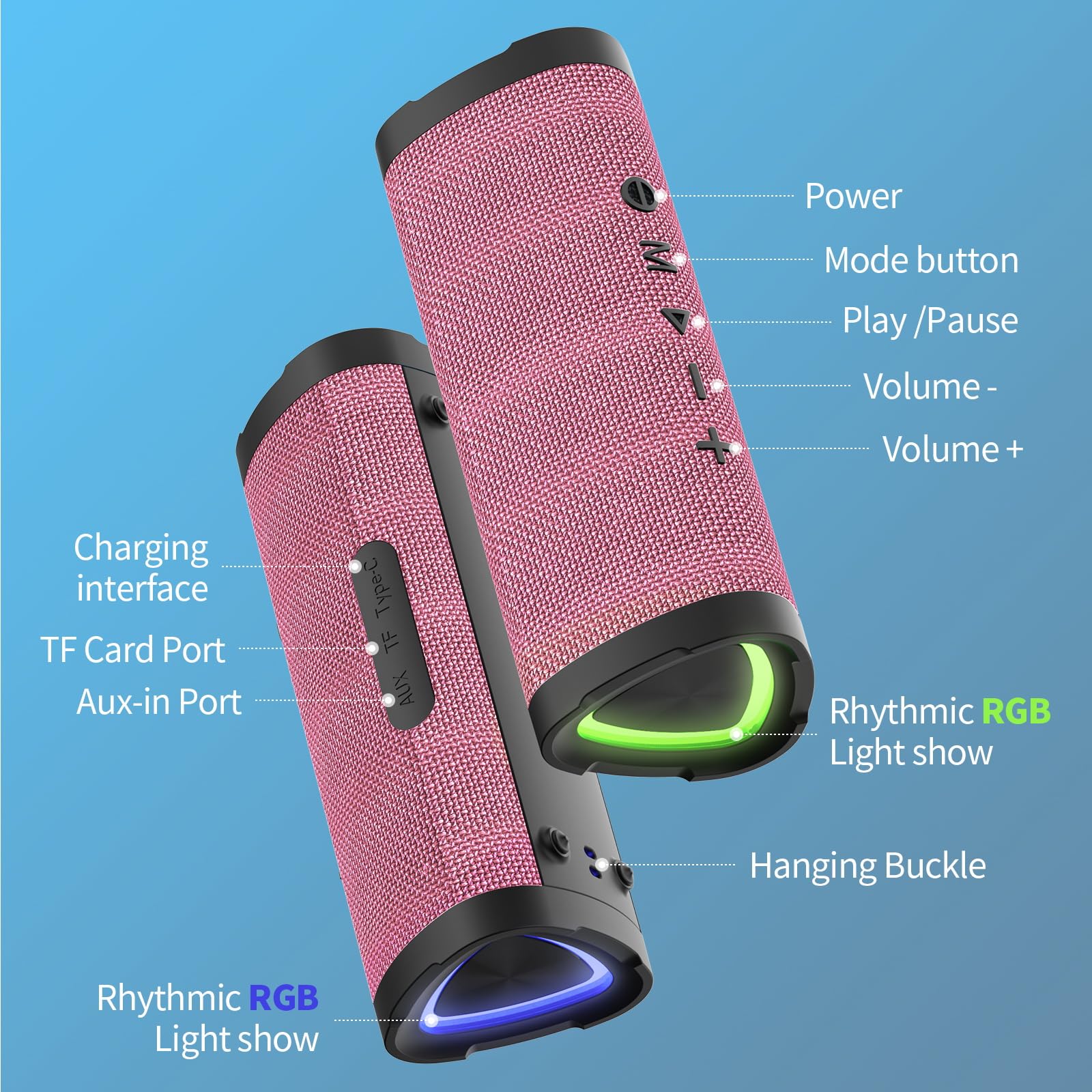 Vanzon Bluetooth Speakers V40 Portable Wireless Speaker V5.0 With 24W Loud Stereo Sound, Tws, 24H Playtime & Ipx7 Waterproof, Su