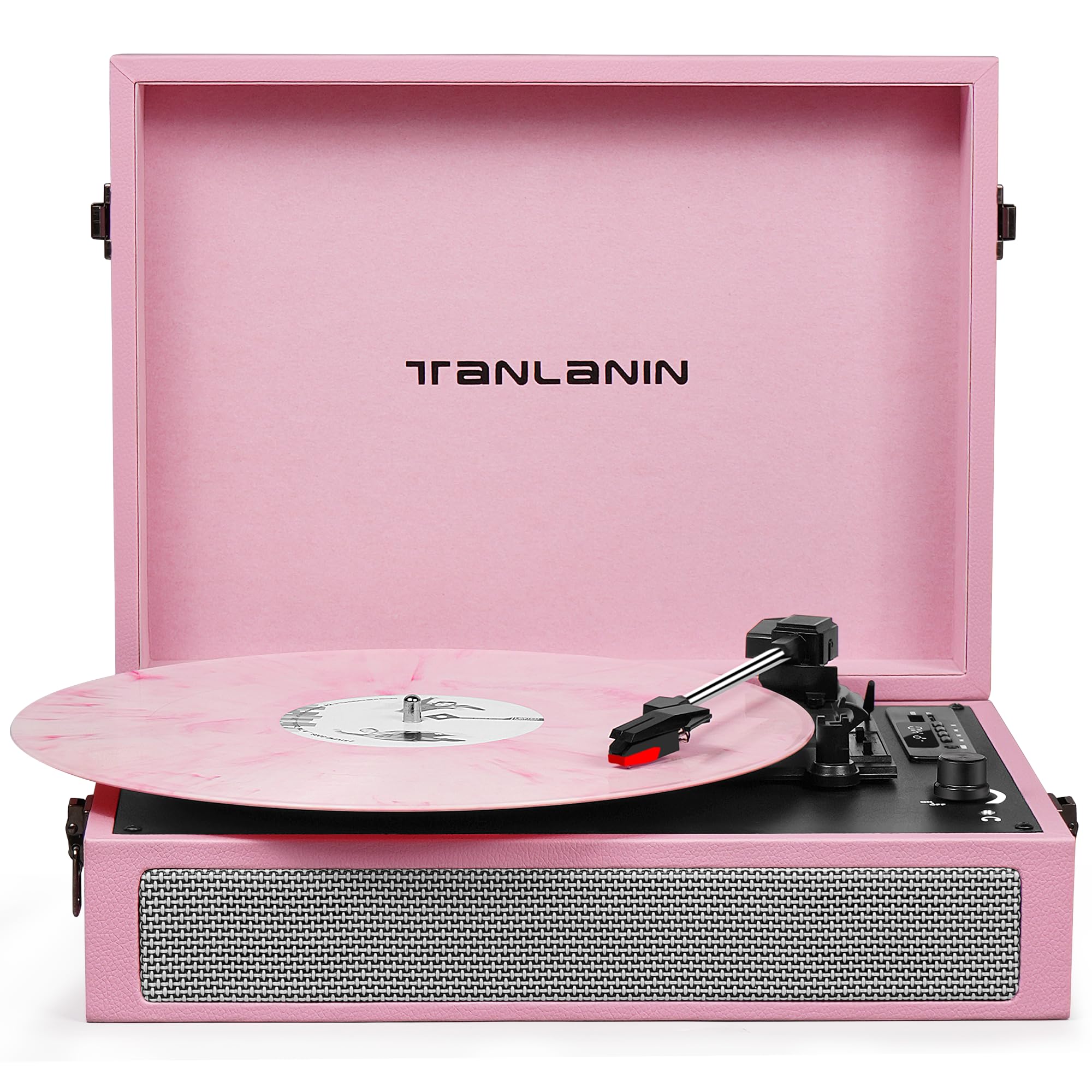 Vintage 3-Speed Bluetooth Record Player with Built-in Speakers, Retro LP Vinyl Player Portable Turntable with USB Recording, Blu