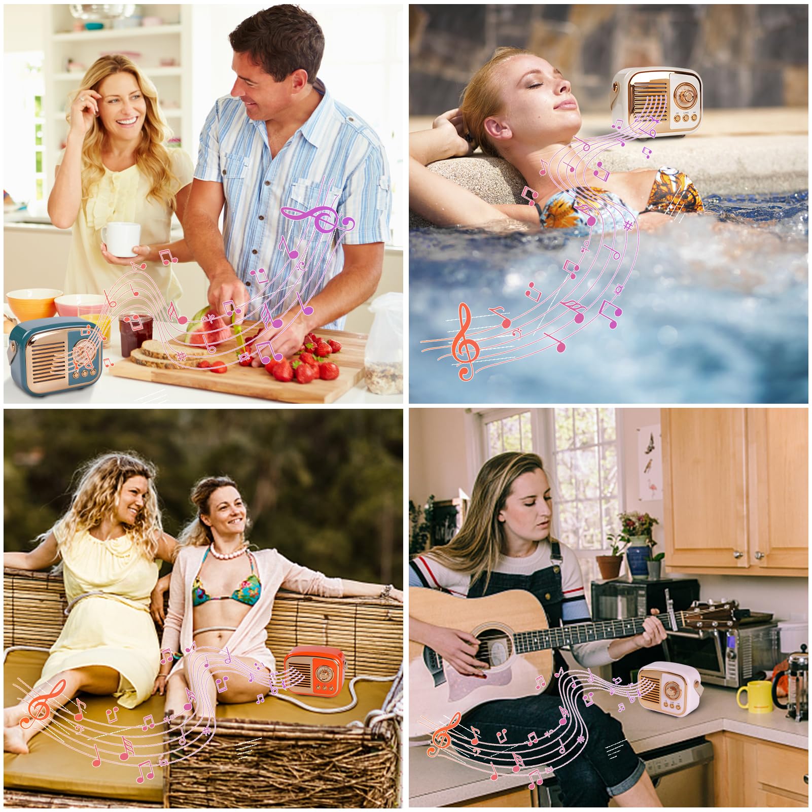 Aresrora Retro Bluetooth Speaker, Vintage Wireless Speaker,Portable Mini Radio Old Fashion Style For Room Decor Kitchen Desk Bed