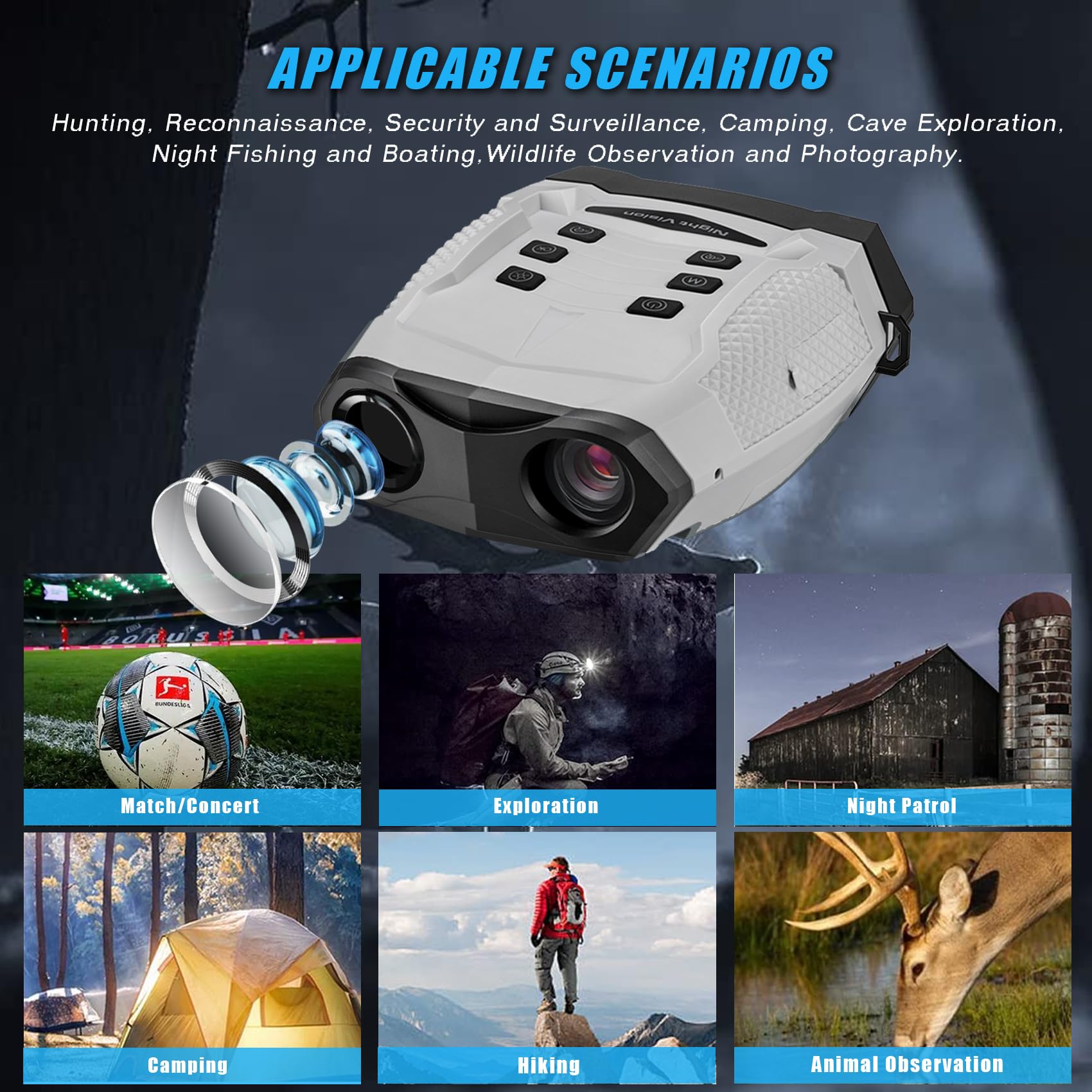 Wheyda Night Vision Goggles   4K Night Vision Binoculars For Adults, 3'' Hd Screen Backlit Button And 32Gb Tf Card For Photos An