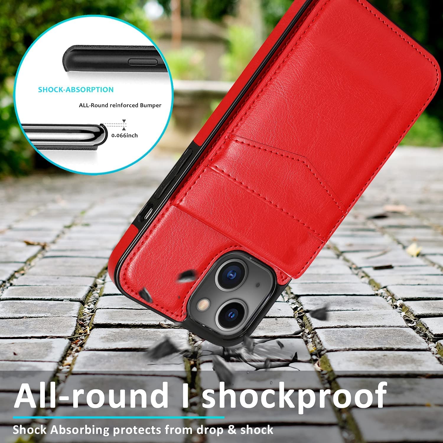 Seabaras Iphone 13 Wallet Case With Credit Card Holder For Women Men Pu Leather Wallet Case For Iphone 13 Case 6.1 Inch (Red)