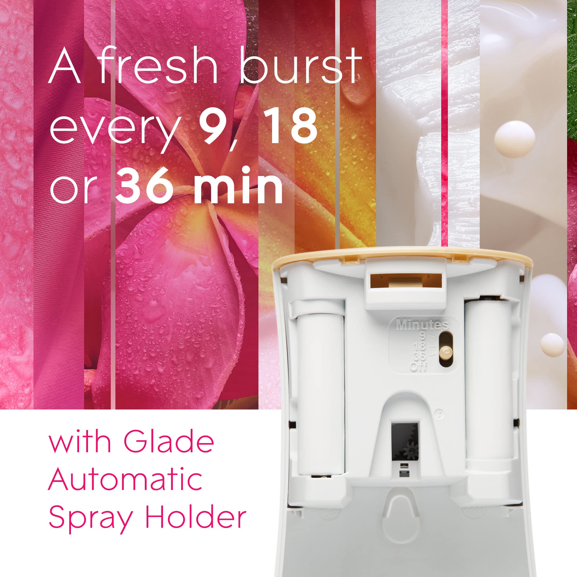 Glade Automatic Spray Refill And Holder Kit, Air Freshener For Home And Bathroom, Tropical Blossoms, 6.2 Oz, 2 Count