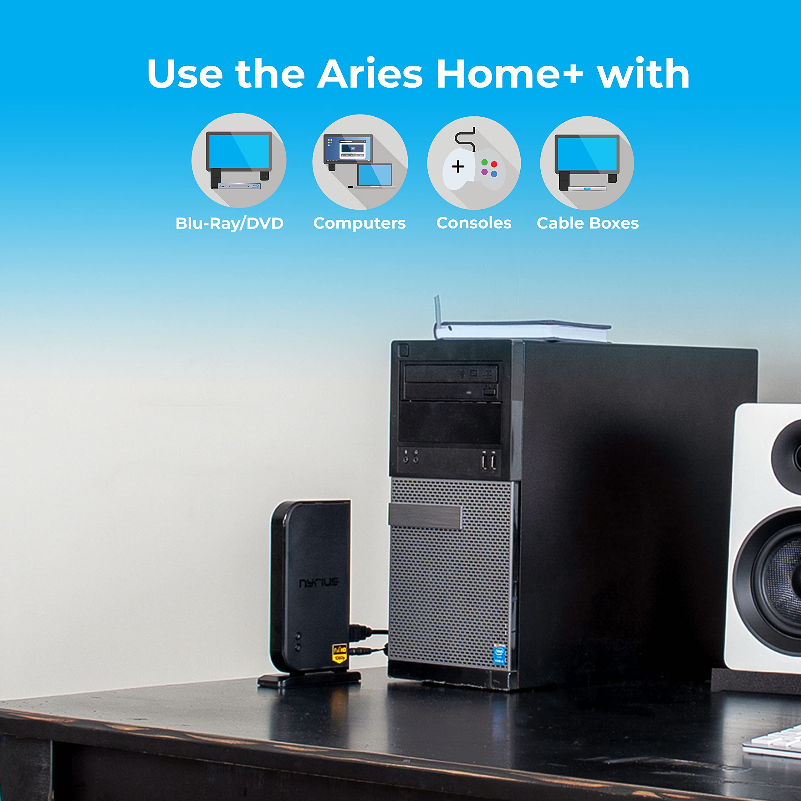 Nyrius Aries Home+ Wireless Hdmi 2X Input Transmitter & Receiver For Streaming Hd 1080P 3D Video And Digital Audio From Cable Bo