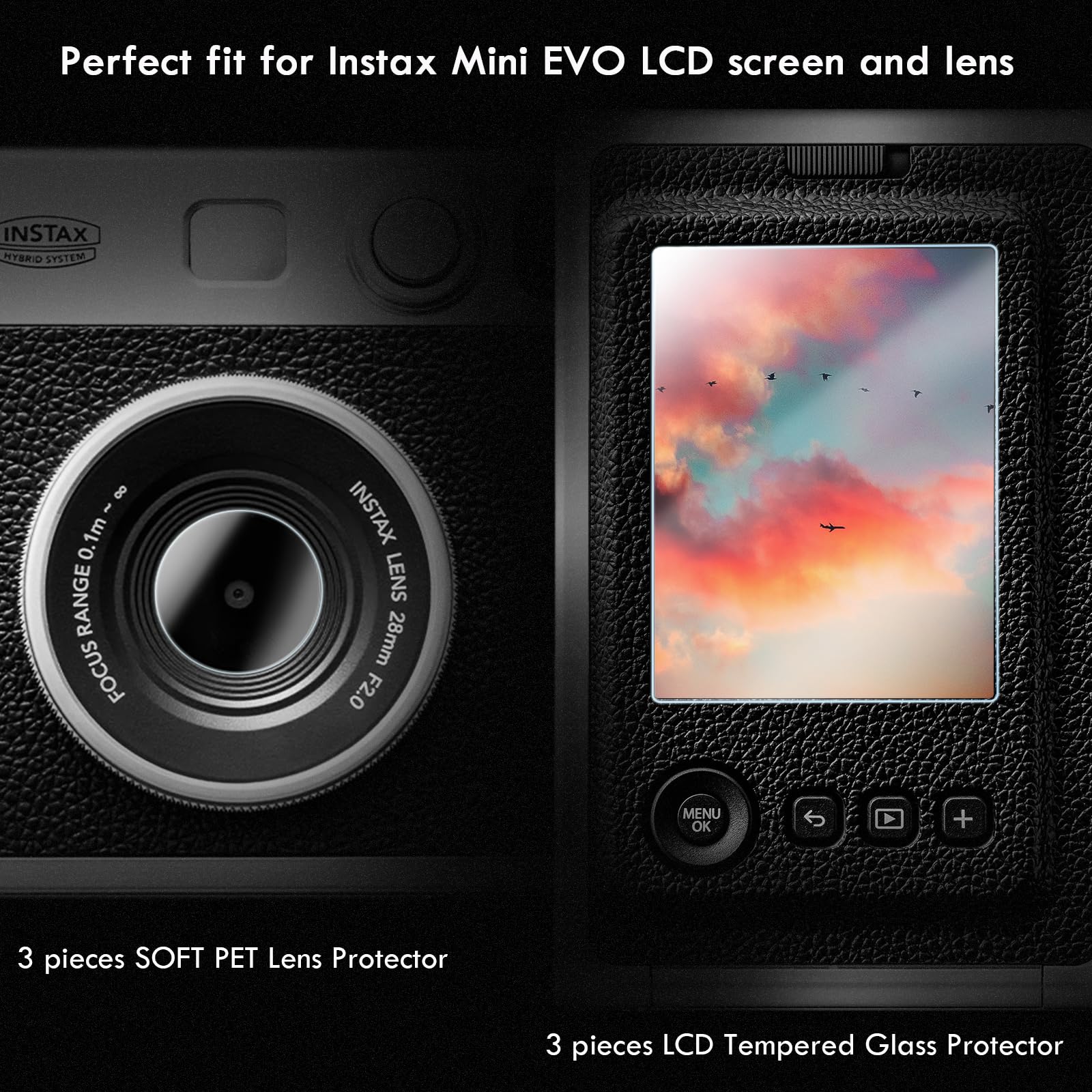 Rieibi Lens Cap & Screen Protector For Fujifilm Instax Mini Evo, Accessories For Fuji Instax Mini Evo Lens Cover With Anti Loss