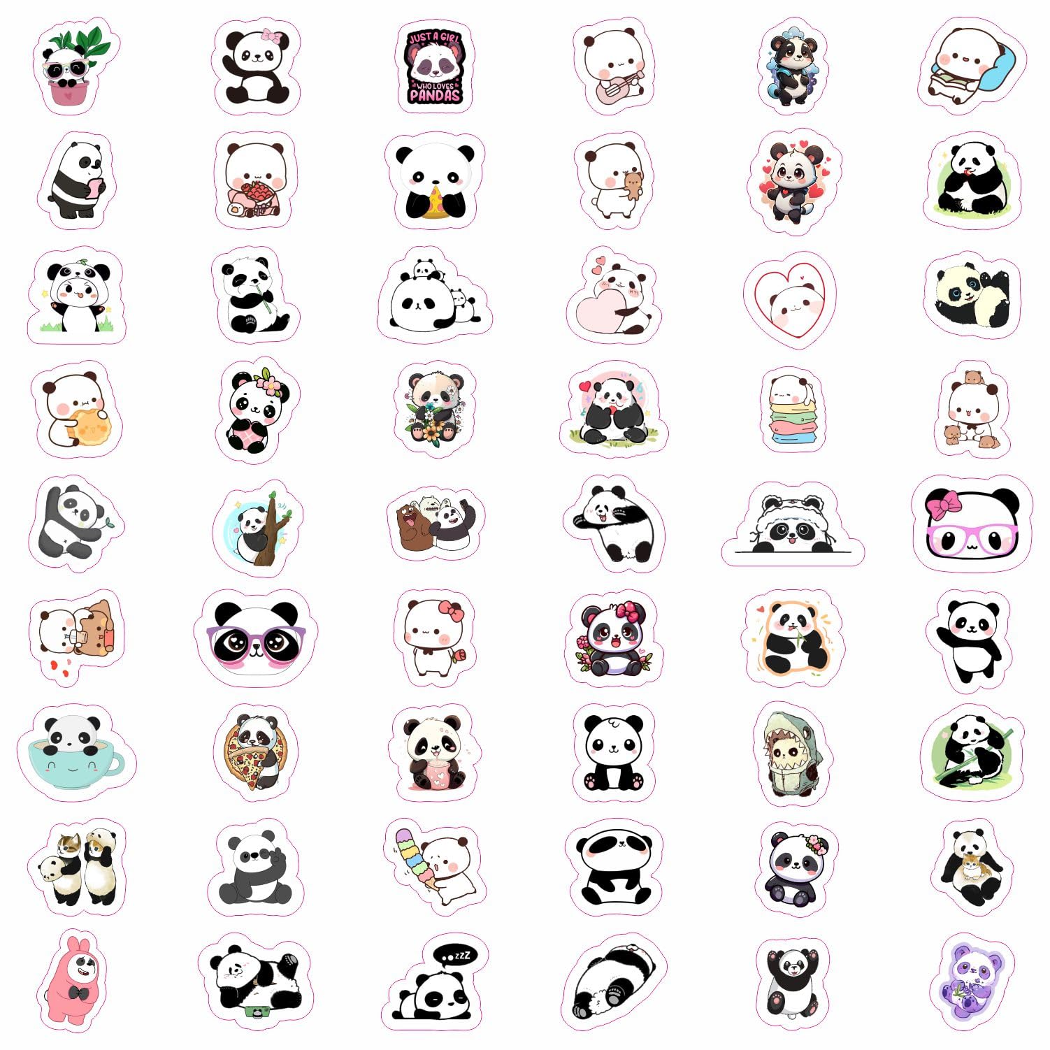 100Pcs Panda Stickers For Water Bottle And Laptop   Panda Party Favors & Decorations, Waterproof Vinyl Decals, Cute Animal And B