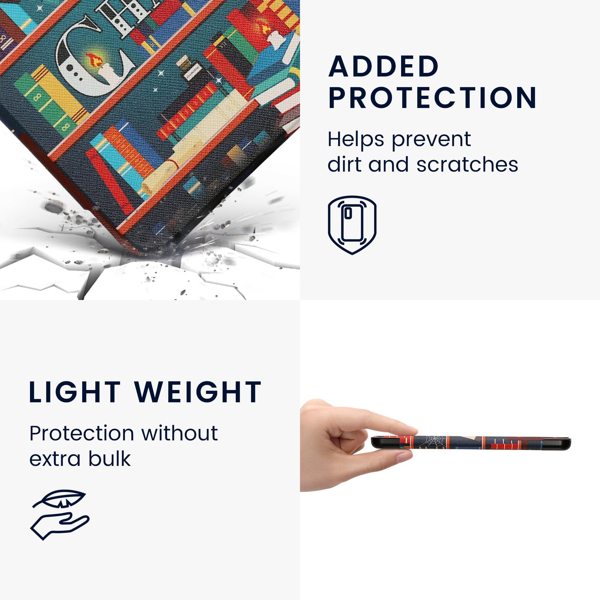 Kwmobile Case Compatible With Barnes & Noble Nook Glowlight 4 Plus Case   Ereader Cover   Library Motto Multicolor