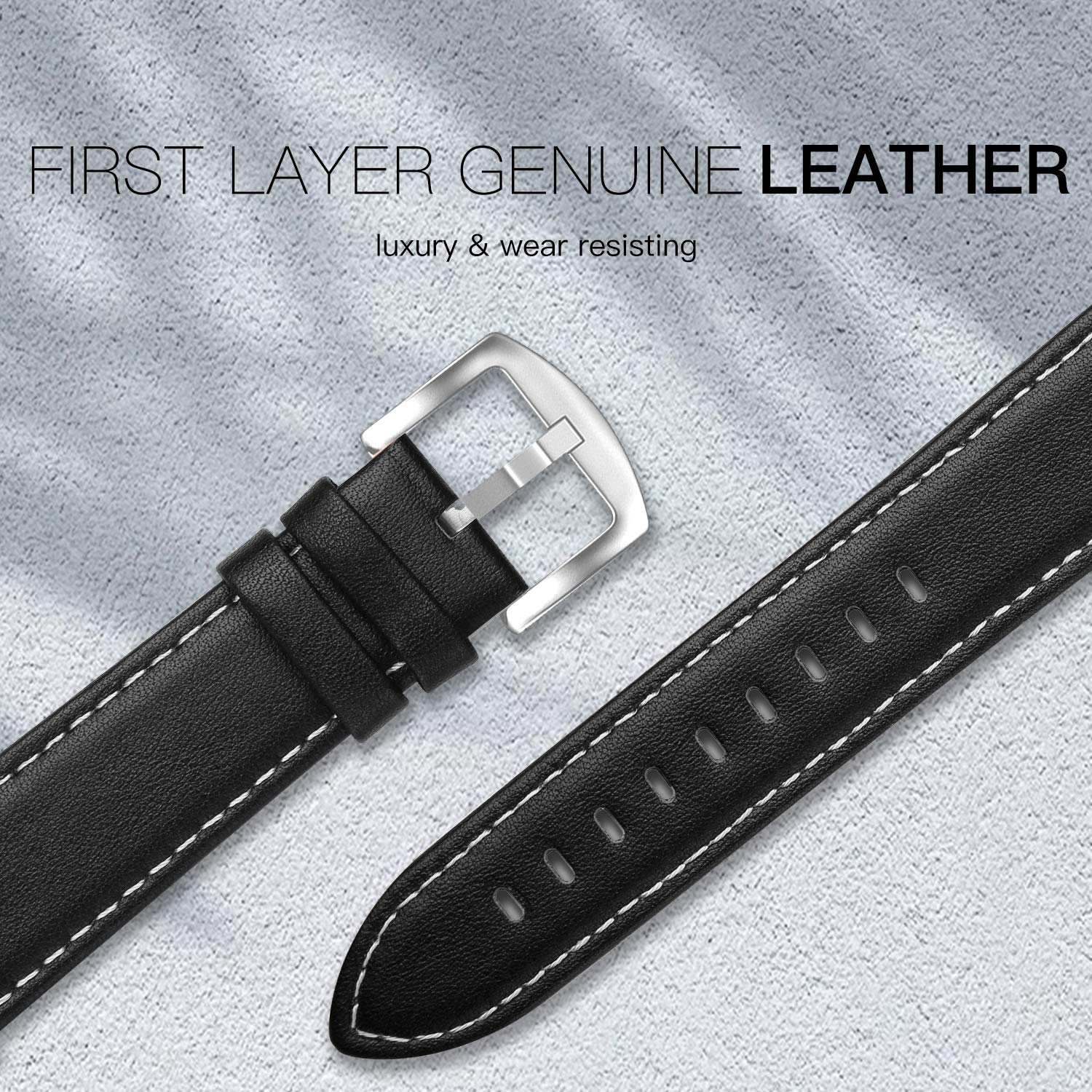 Edimens Leather Bands Compatible With Apple Watch 42Mm 44Mm, Genuine Leather Vintage Strap Classic Buckle Compatible With Apple
