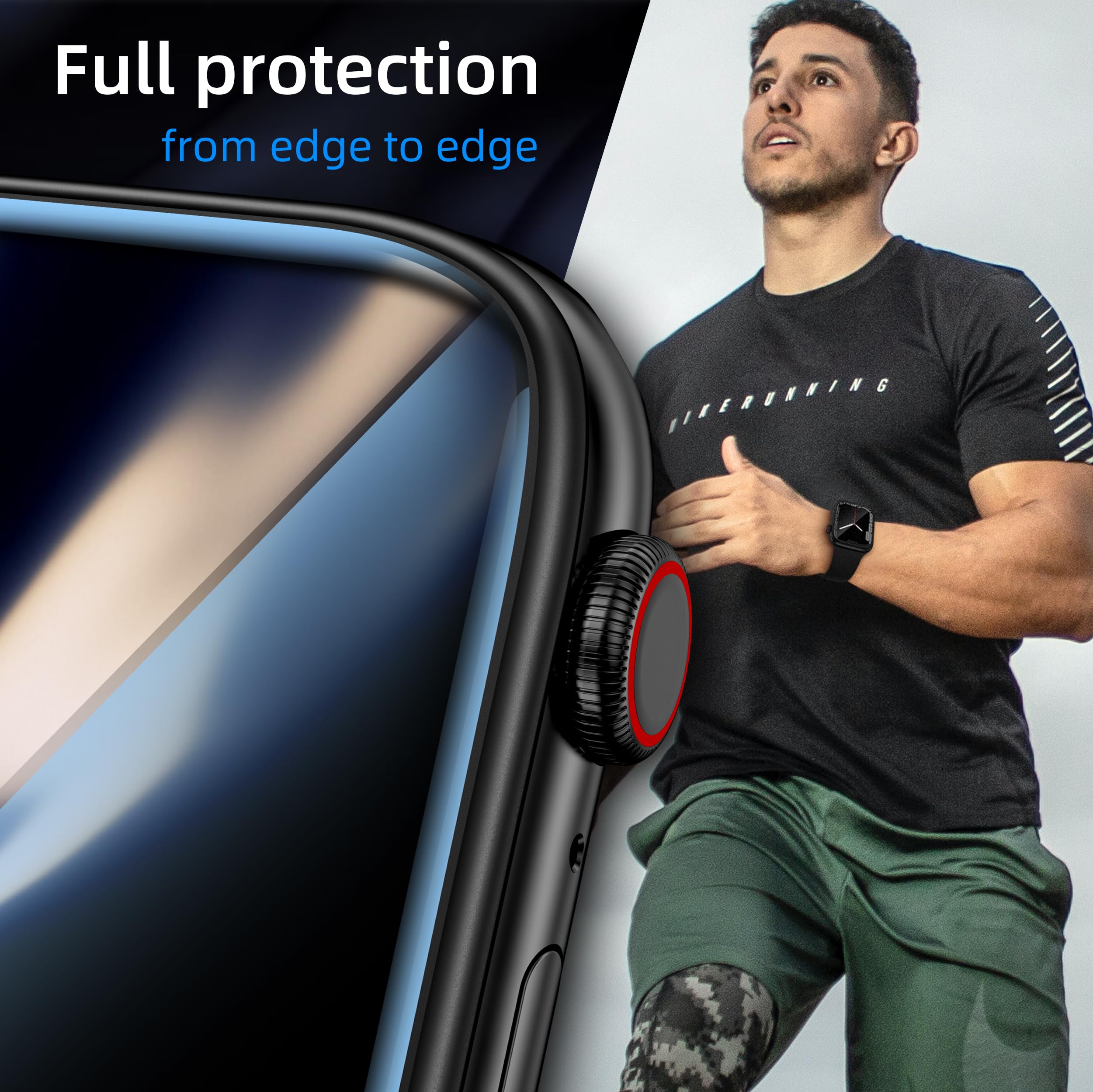 Swuu 2 Pack Tempered Glass Screen Protector With Metal Frame Compatible With Apple Watch Series 9 8 7 45Mm Screen Protector, Wat