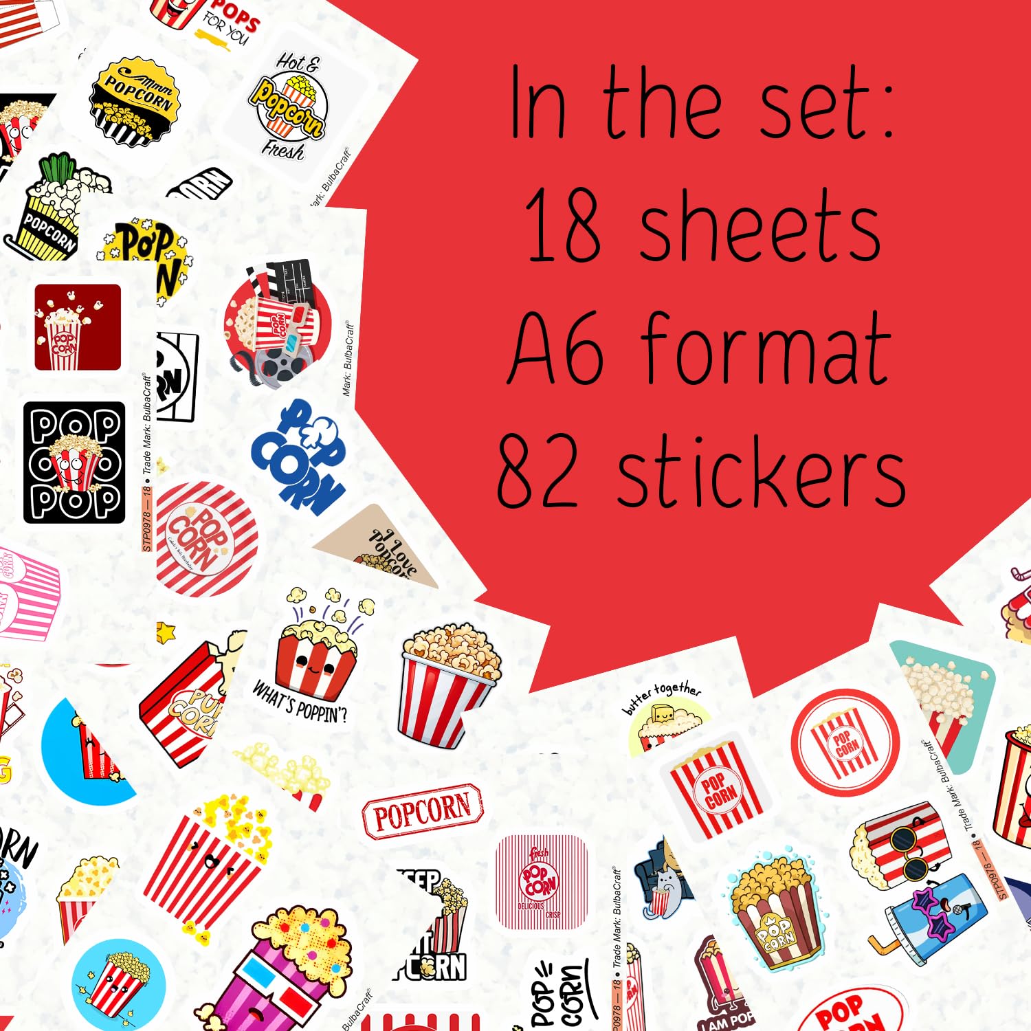 Popcorn Stickers For Water Bottle And Laptop   Popcorn Party Favors & Decorations, Waterproof Vinyl Decals, Movie Night And Snac