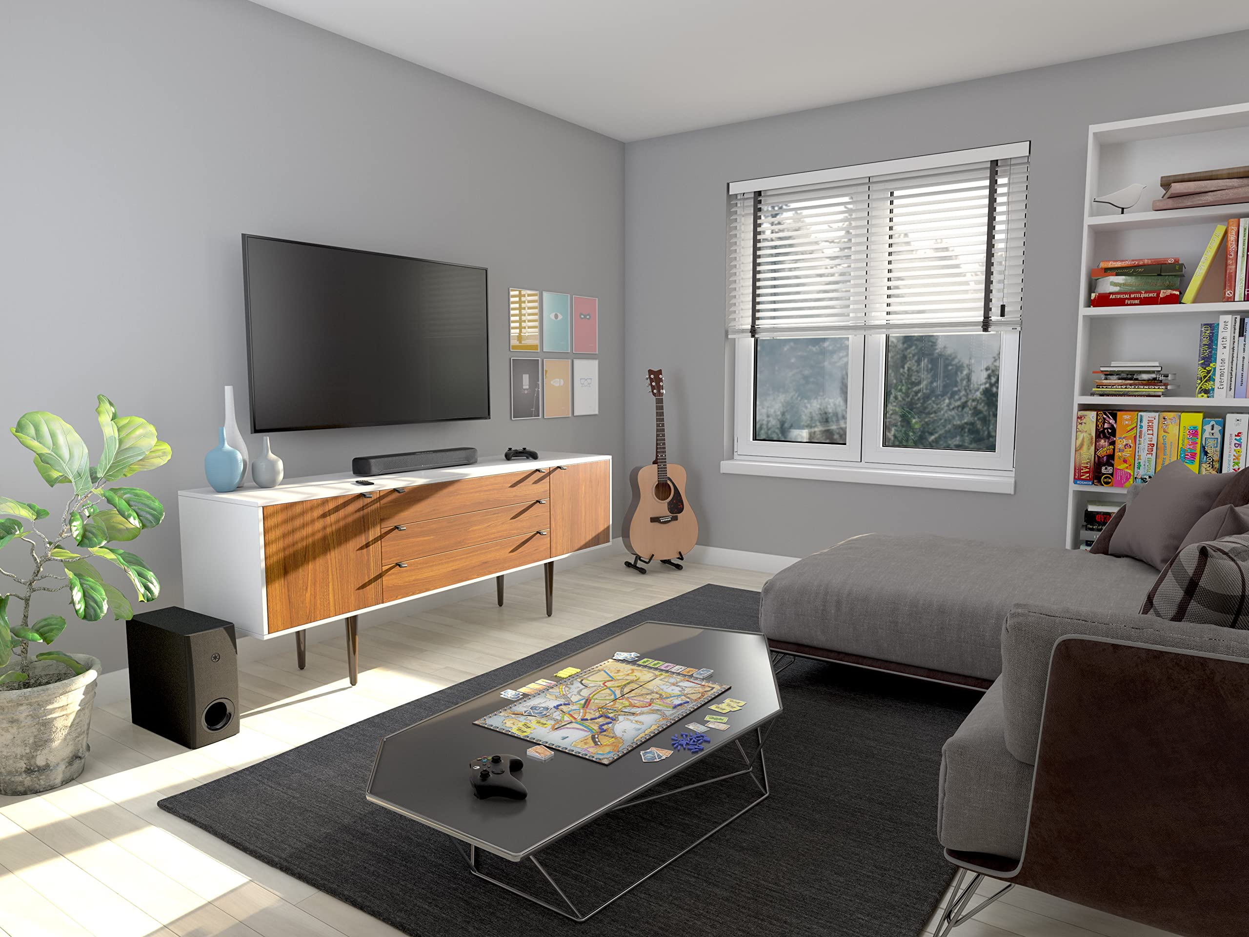 Yamaha Sr C30A Compact Sound Bar With Wireless Subwoofer And Bluetooth, Black